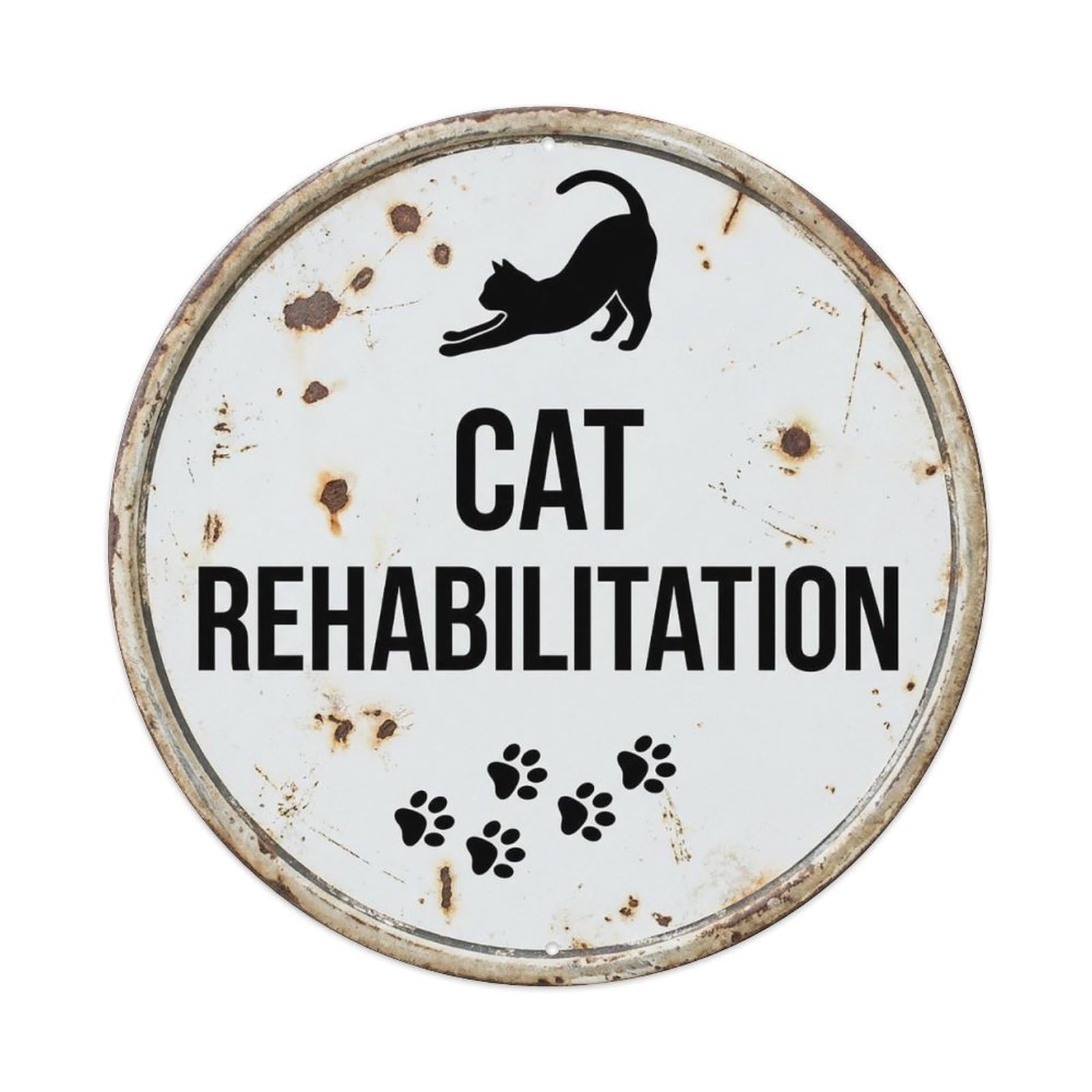 Vintage Cat Rehabilitation Decor Metal Tin Sign