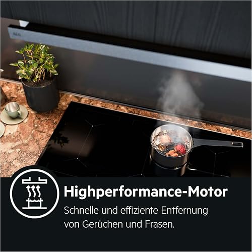 AEG DPE5660B Flachschirm-Dunstabzugshaube – Abluft oder Umluft – max. 600 m³/h im Abluftbetrieb mit max. 68 dB(A) – Energiekl. A – LED-Beleuchtung – Druck-Tasten – Schwarz - 8