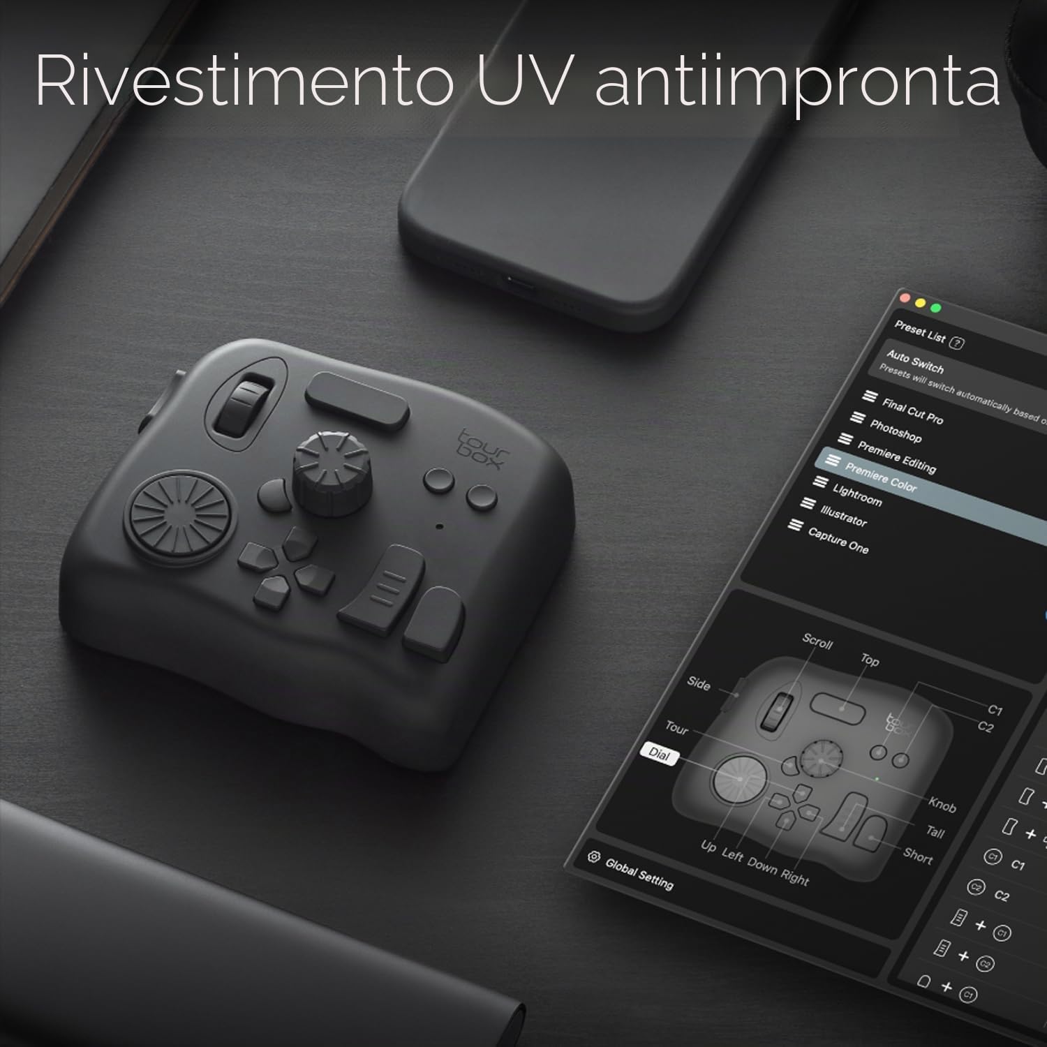 TOUR BOX Elite, Controller per Video Editing Fotografico, Bluetooth Tastiera di Scelta Rapida Personalizzata, Console Creativa per Photoshop Lightroom Premiere, Twavoletta da Disegno Windows Mac PC