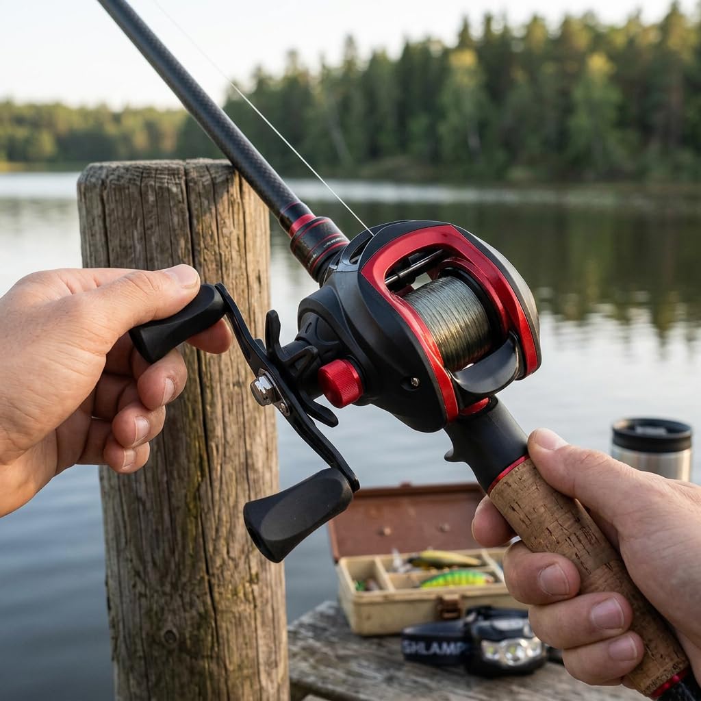Baitcasting-Rolle, Kraftvolle, Leichte, Glatte Baitcaster-Angelrolle aus Metall, für Salzwasser und Süßwasser