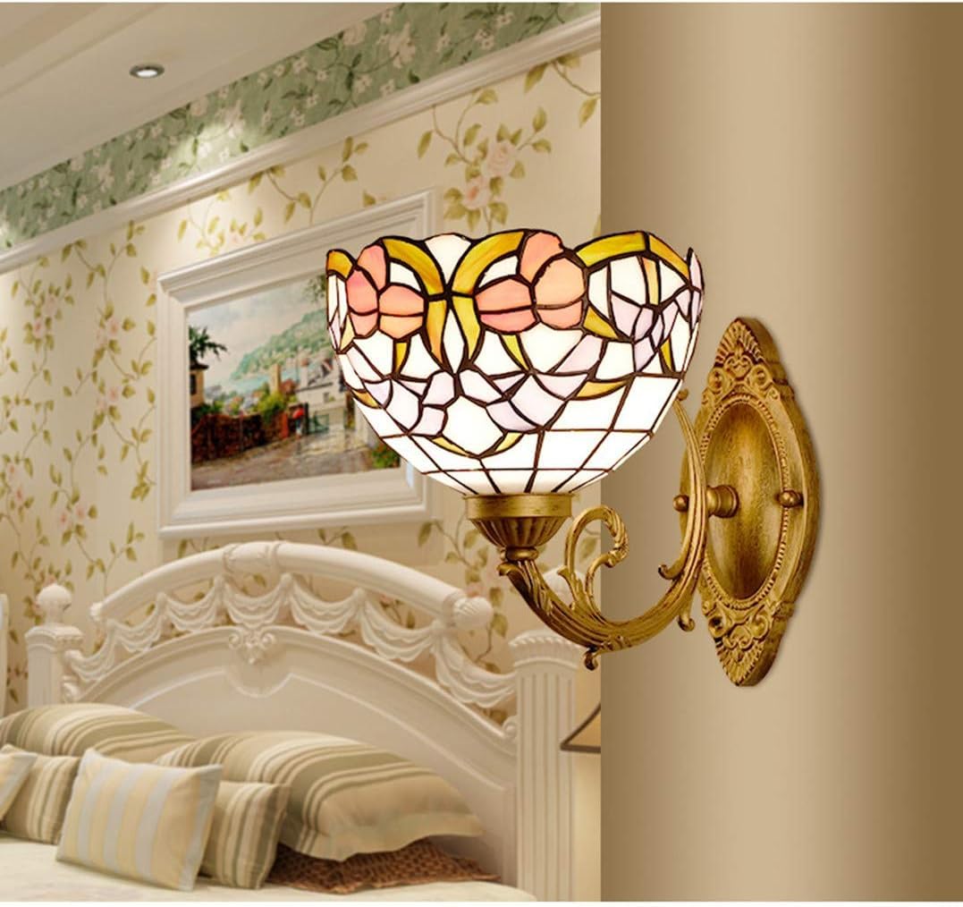 HYJAUSXB V-intage Wind lamp Stained Glass Modern - Wall Lamps Dining Room Foyer Lobby Balcony Bathroom Bedroom Lights, Pendant Light