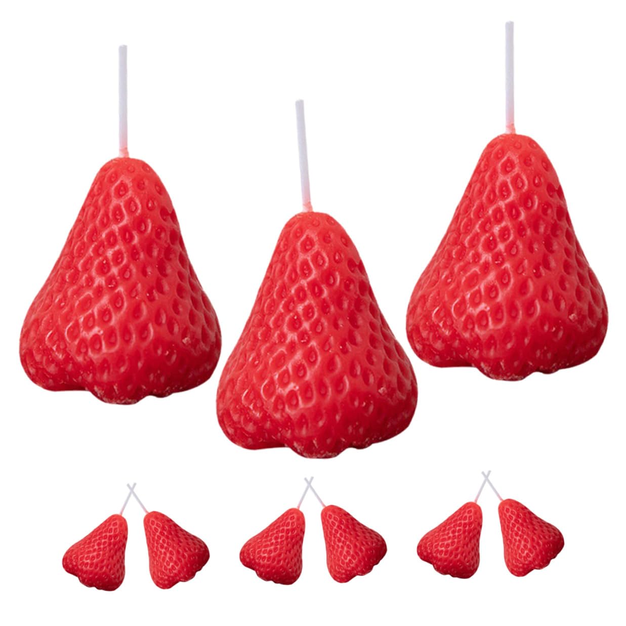 Candele Profumate Candela Set 9 in Paraffina a Forma di Fragola Rosso Adorabile e Atmosfera Calda e Accogliente per Feste