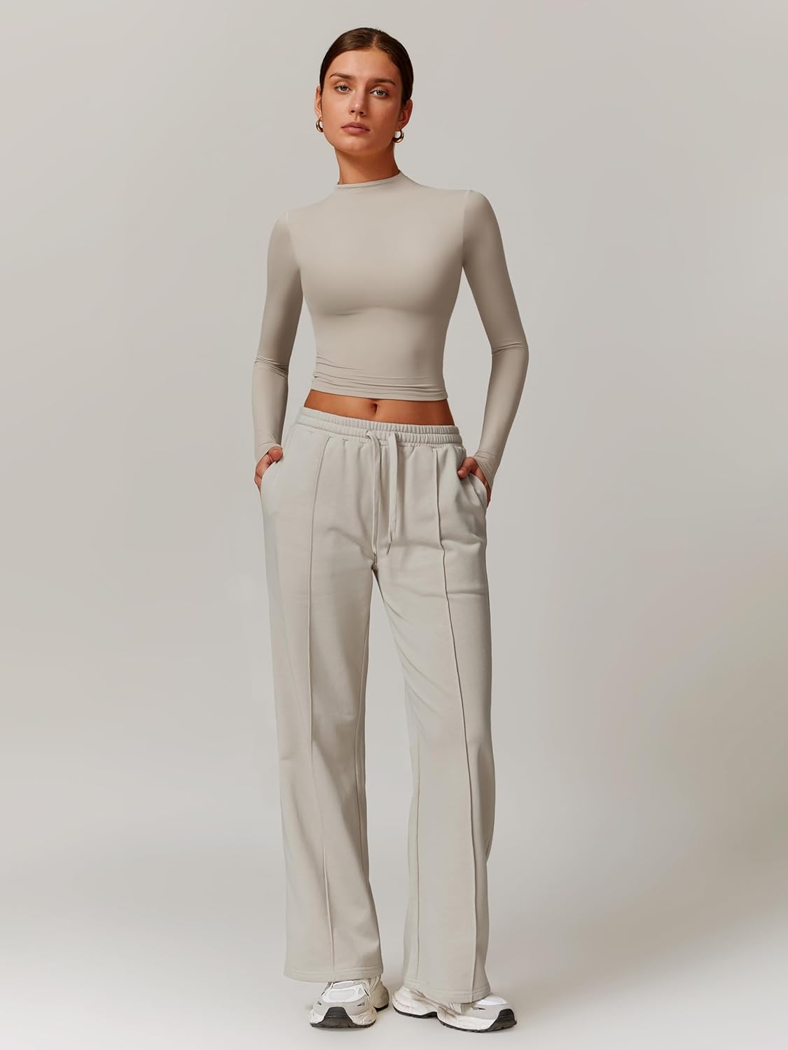 ABOCIW Womens Wide Leg Sweatpants High Waisted Baggy Sweats Pants Drawstring Athletic Joggers with Pockets - Image 5