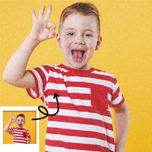 Diamond Painting Kits Personalizados, Cuadros Personalizados con Foto y Dibujos con Diamantes, Kits de Punto de Cruz para Niños y Regalos Especiales