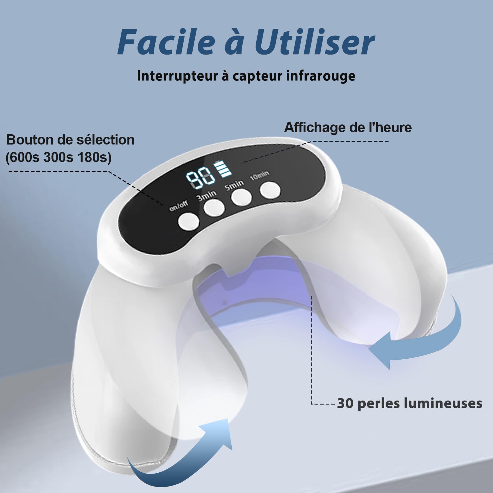Laser Mycose Ongle Pied - Appareil Mycose Ongle Pied avec Laser Ongle à Doubles Longueurs d’Onde et Affichage de l’Heure pour le Traitement d’Appoint de la Mycose Ongles des Pieds, Blanc