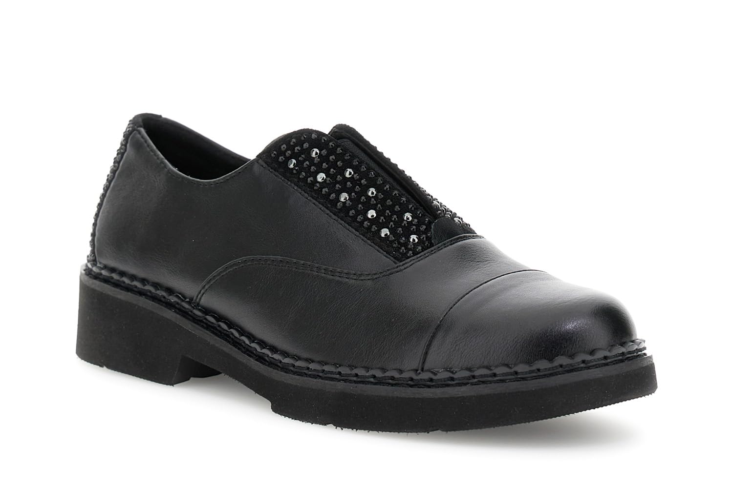 CAFèNOIR - Derby con Inserti di Strass E Borchie, da Donna, Colore Nero