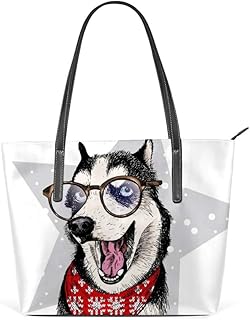 Bolsa de ombro de couro de poliuretano Husky siberiano, bandana, bolsa mensageiro para mulheres e meninas