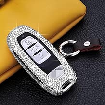MissBlue Handmade Crystal Key Fob Case For Audi Remote Key, Aircraft Aluminum Protector Cover Fit Audi A4L A5 A6L A7 A8 S5 S6 S7 S8 RS5 RS7 Q5 SQ5, Diamond Key Fob Keychain for Women for Girl - Silver - coolthings.us