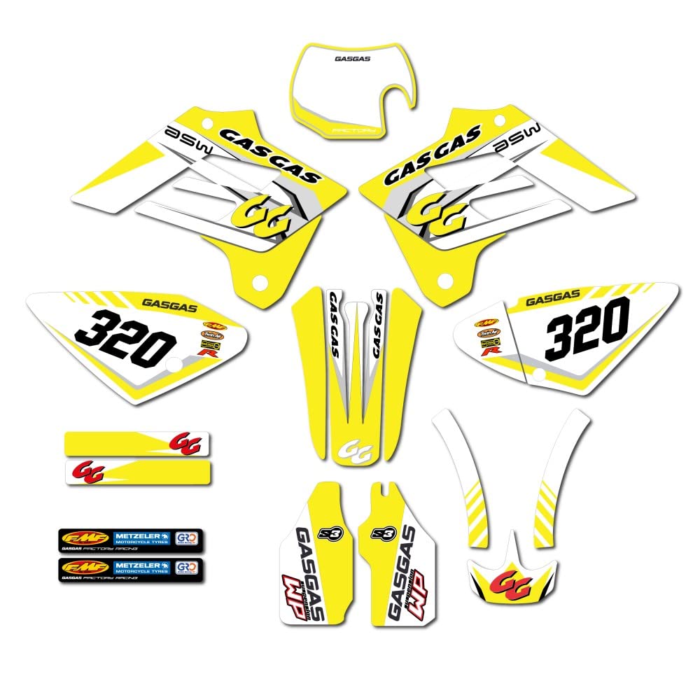 Kit autocollants Gas-Gas EC 02-06 moto Enduro jaune mod.2 carénage