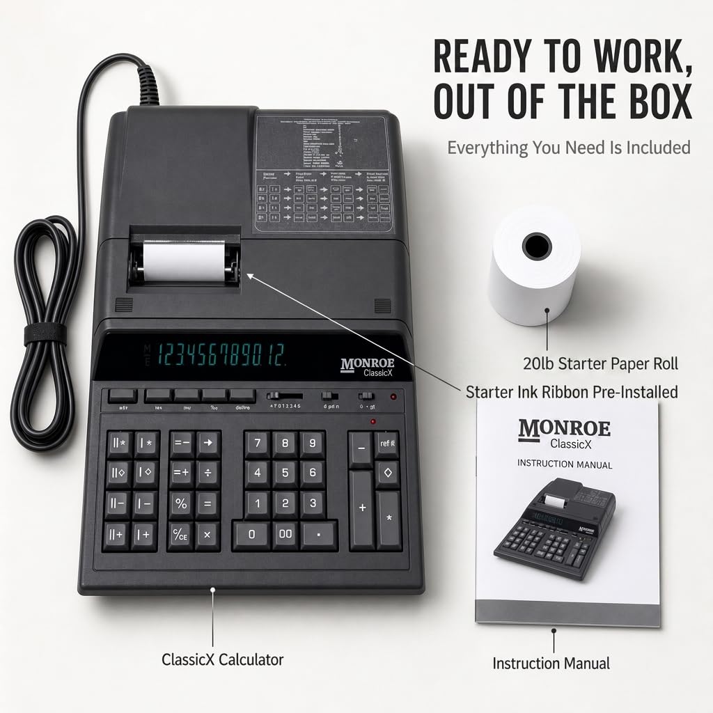 Monroe ClassicX - Calculadora de impresión contable de alta resistencia