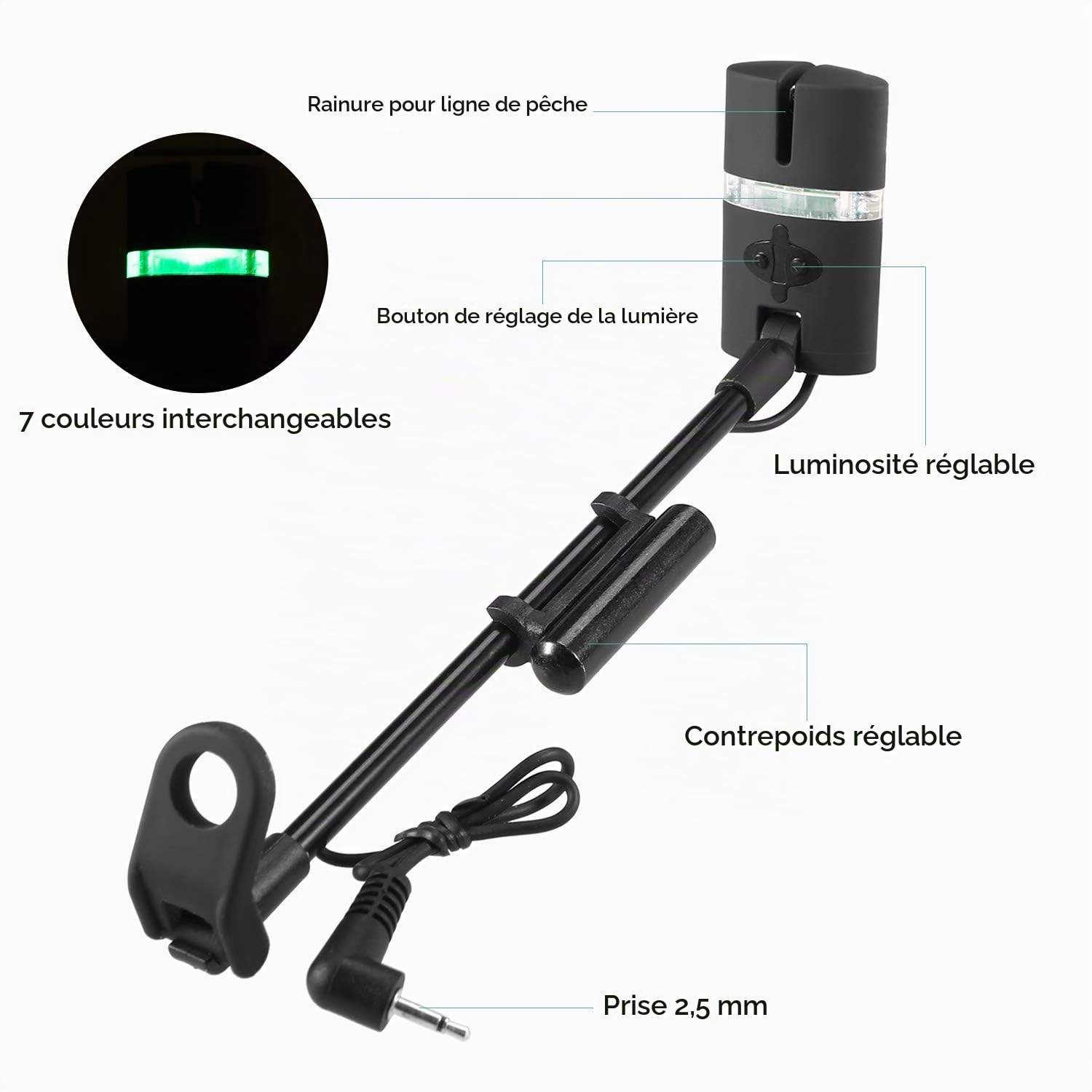 Échangistes de pêche Indicateur de Morsure de pêche à la Carpe Swinger Numérique Alarme de pêche Pièces LED Indicateur de Morsure Illuminé Swinger Fishing Tackle