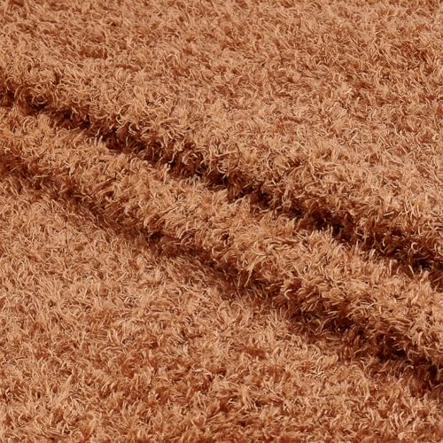 WEBEEDY 1 Yard Soft Teddy Bear Fabric for Stuffed Dolls DIY, 155cm/61 Inch Fuzzy Faux Fur Fabric Cloth, Curls Fuzzy Fabrics by The Yard for Clothing Rugs Mats Blankets DIY Sewing Craft Unique Gift