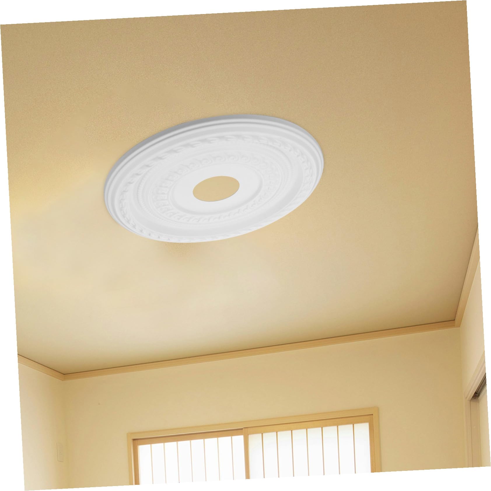 Medaglione da Soffitto Decorativo in Pu Bianco per Lampadari Moderni, Facile da Installare Alta Durata, per Illuminazione Casa ed Ufficio
