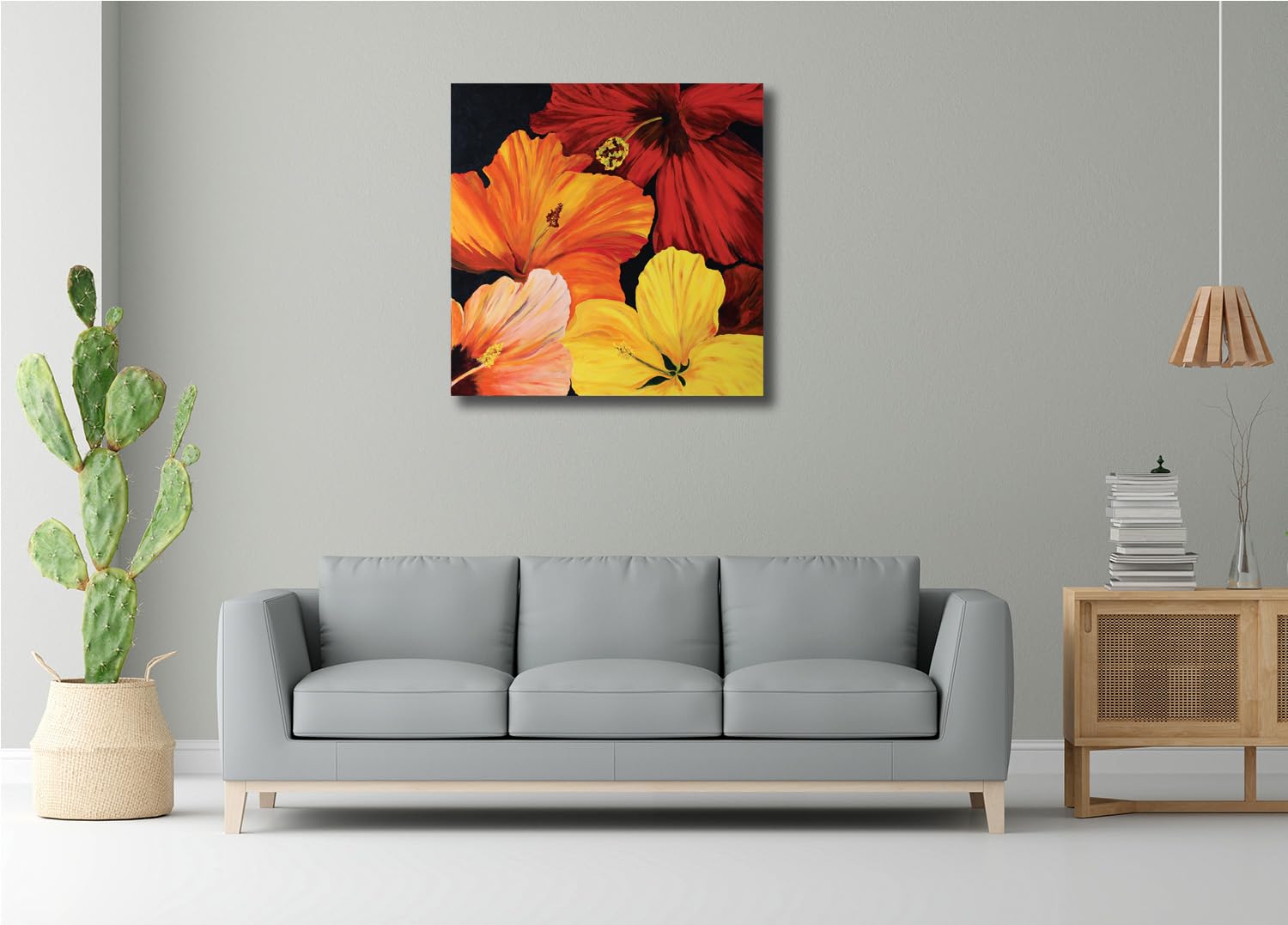 MKB555 - Digital Canvas Painting - Colorful Hibiscus Flower - For