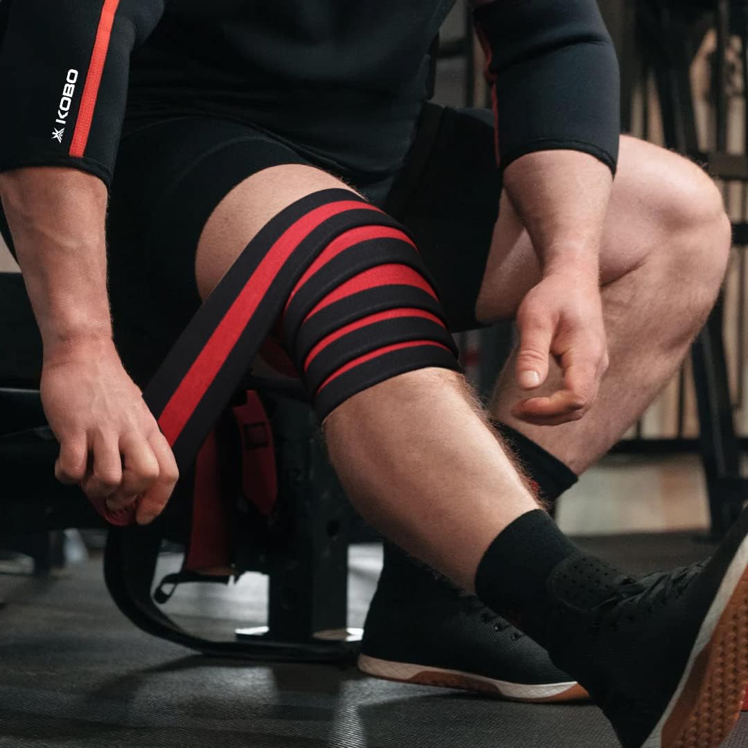 Kobo Weight Lifting Knee Wraps Heavy Duty Elastic Compression Support for Squats Gym Power Lifting Olympic Lifting Workout Cross Training and Cross fit (2 Meters) (B0CN13C2FB) Amazon Price History, Amazon Price Tracker
