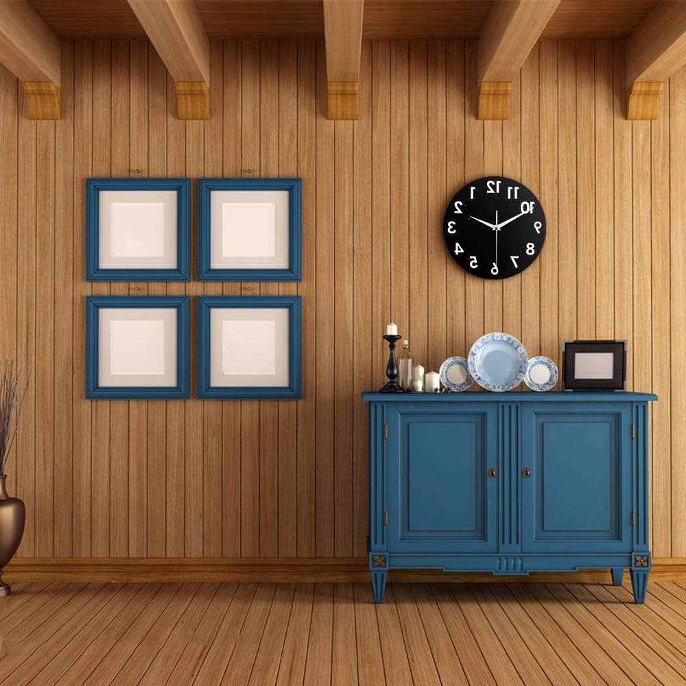 The Geeky Days Reverse Wall Clock 12 inch Unusual Numbers Backwards Modern Decorative Clock Watch Excellent Timepiece for Your Wall