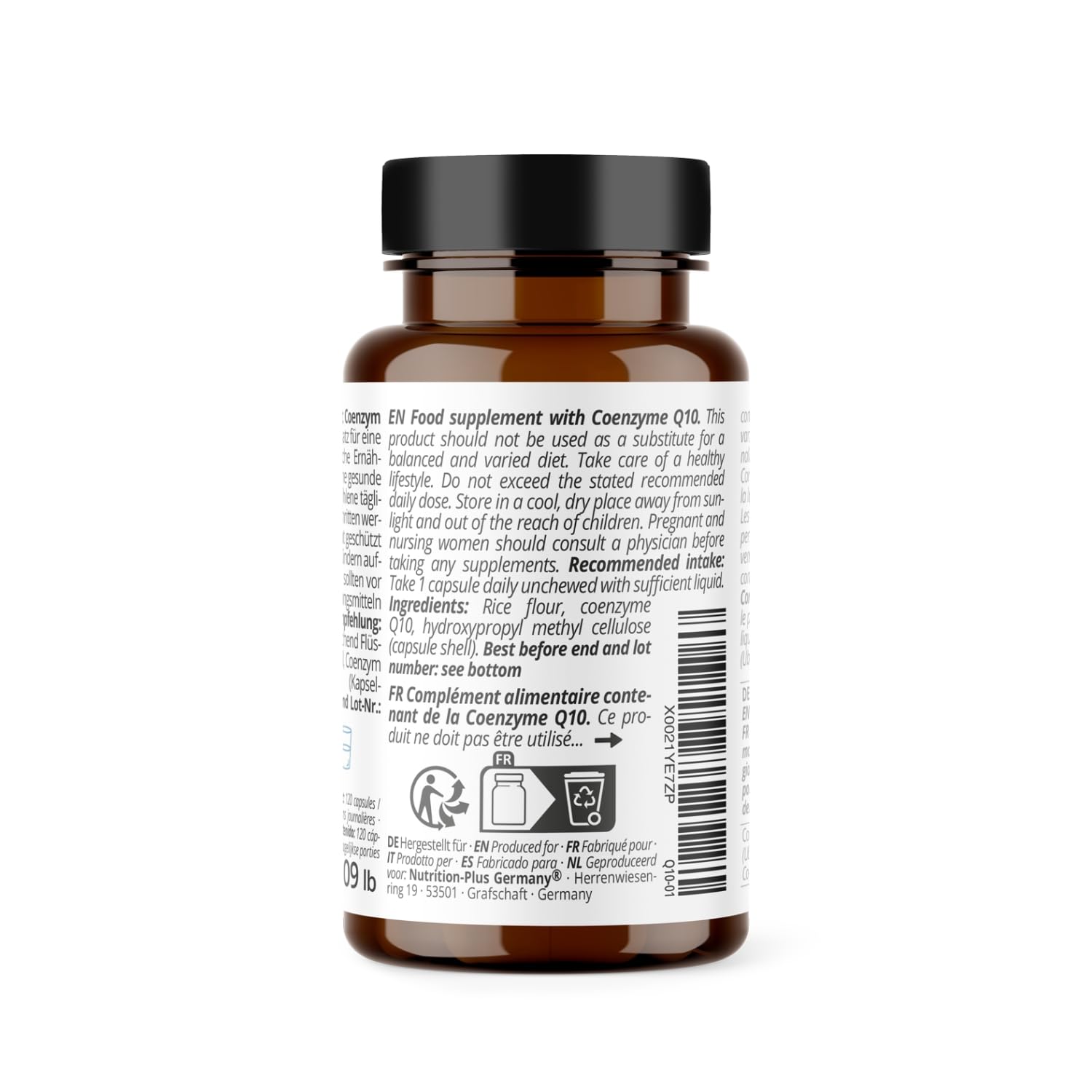 Nutri + Q10 Capsule alto Dosaggio - 120 Pillole 100 mg di Coenzima Q 10 per Capsula - Ubichinone vegano alta Qualità da Fermentazione senza Additivi inutili