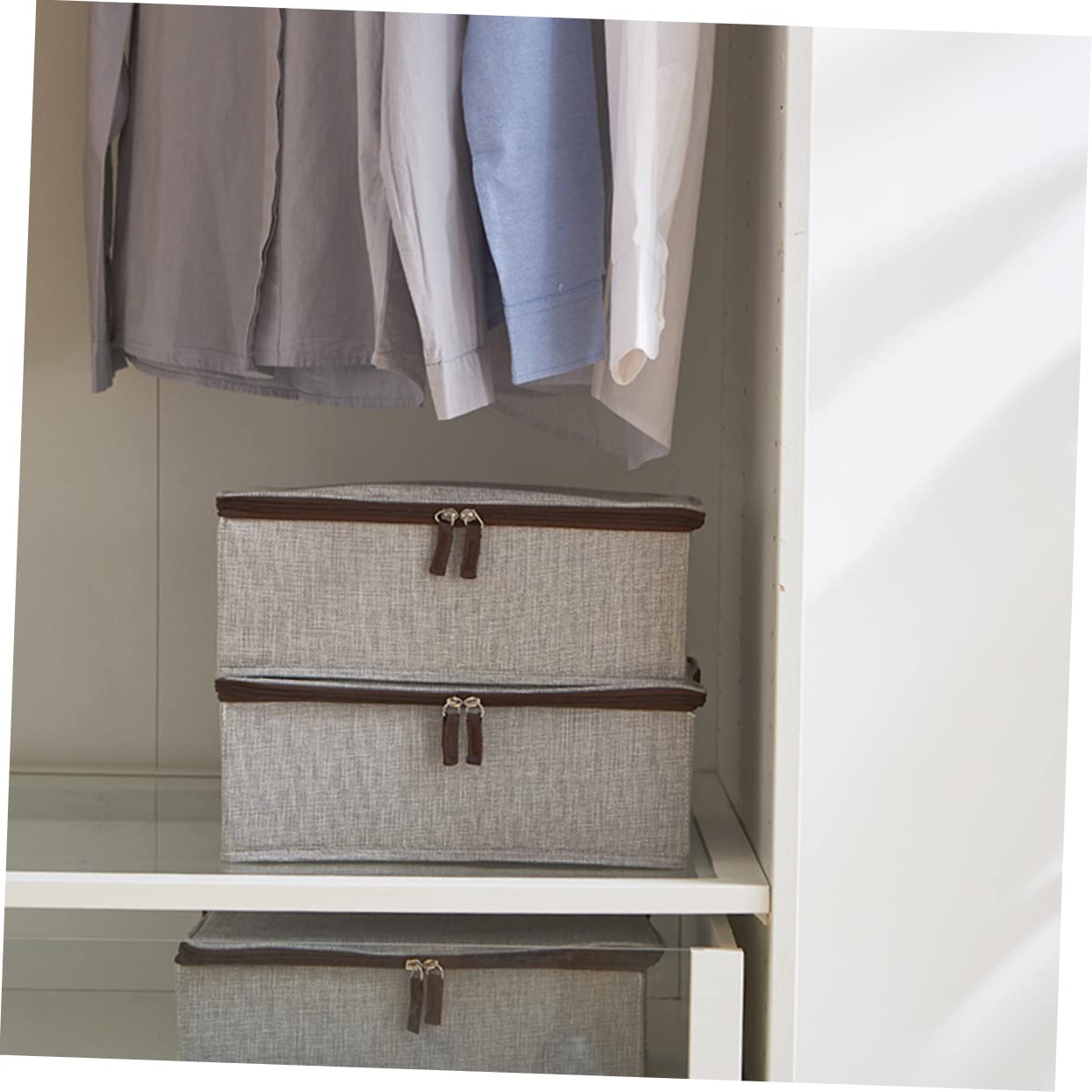 YARNOW 1pezzi Scatola Di Stoccaggio Pieghevole Con Zip Per Biancheria e Abbigliamento Organizer Multifunzionale Per Casa e Camera Da Letto Grigia