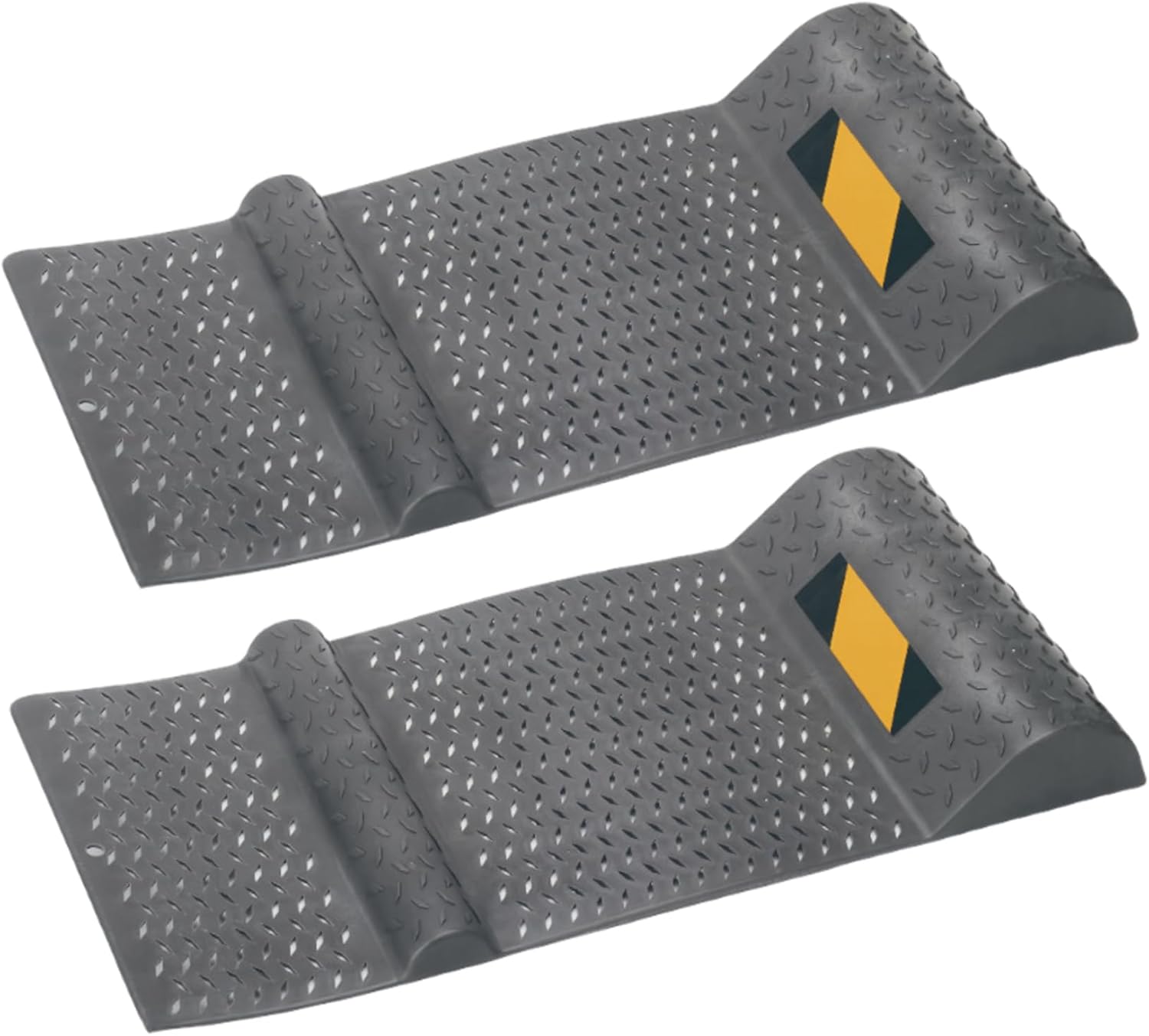 Garage Parking Assist, 2Pcs Garage Parking Mat Non-slip Heavy Duty Reinforced PP Aid 21x10x2 Inch Dark Grey Wheel Stopper for Most Vehicles, Stopper for