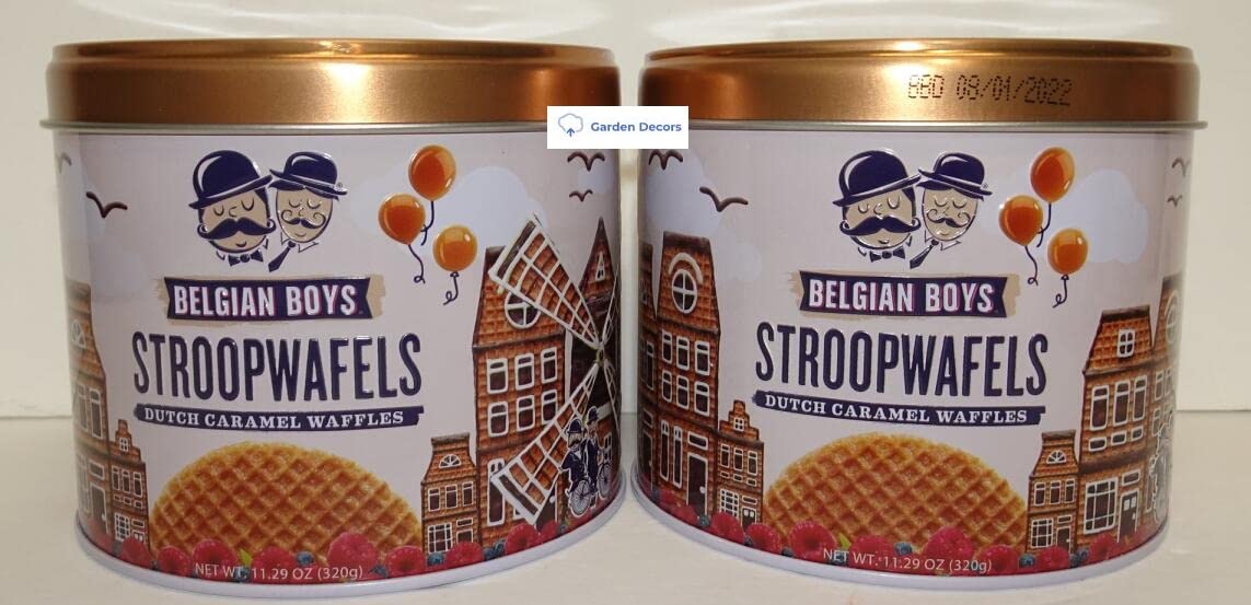 TraderBBelgian Boys Stroopwafels Dutch Caramel Waffles 11.29oz 320g (Two Tins)