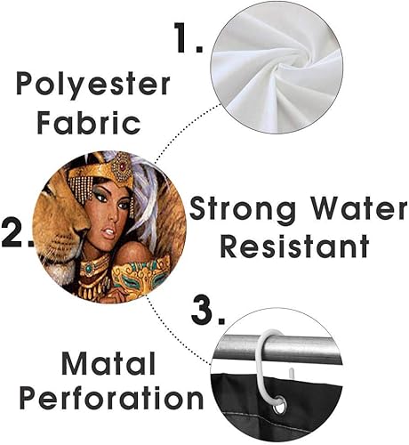 Miniatura 5 de Fashion&Man - Juego de 16 piezas, cortinas de ducha africanas para mujer, tela de poliéster, cortina de baño, impermeable, alfombra de baño,