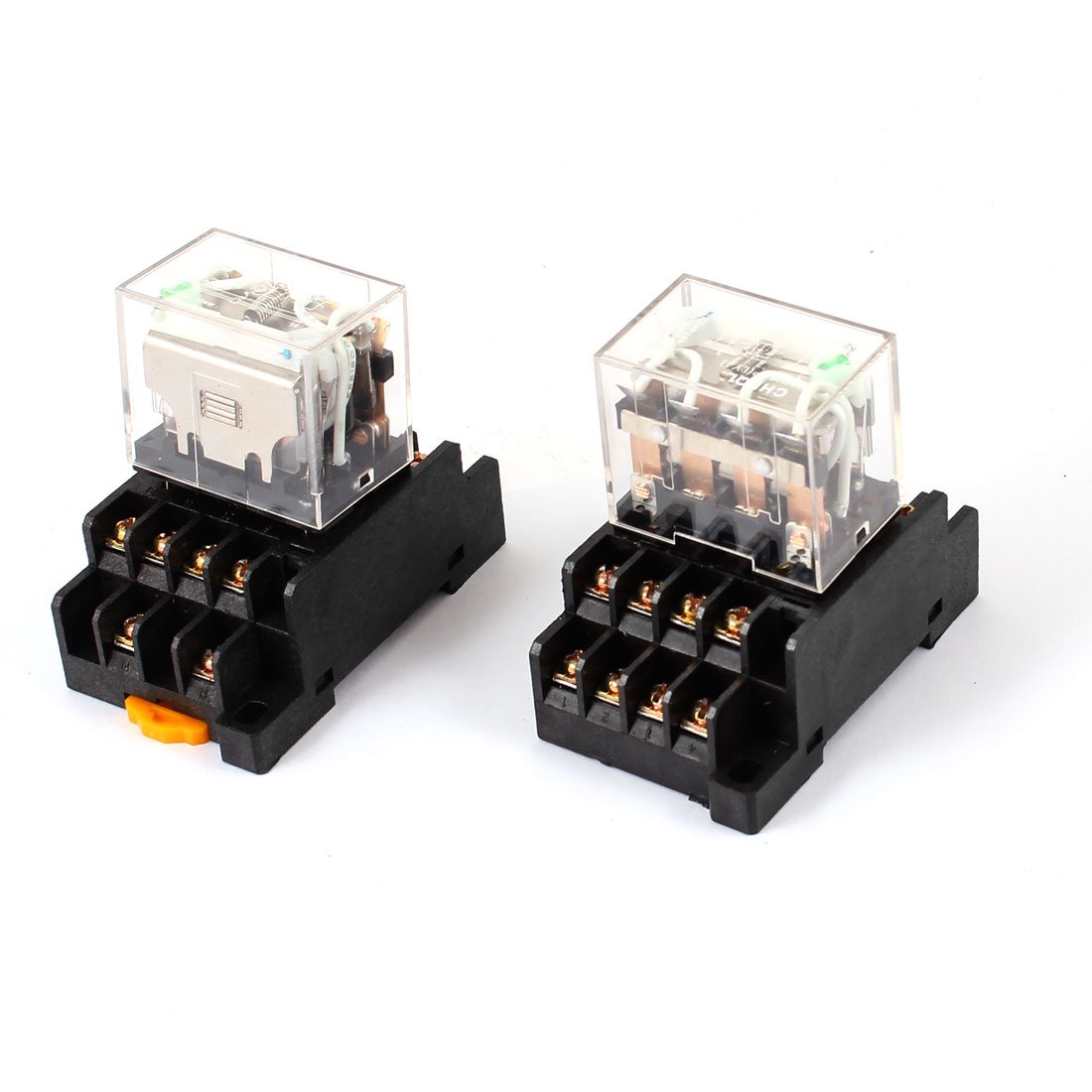 QAZXSEMUI HH64P DC 24V Coil 4PDT 14Pin 35mm DIN Rail Power Relay 2 Pcs