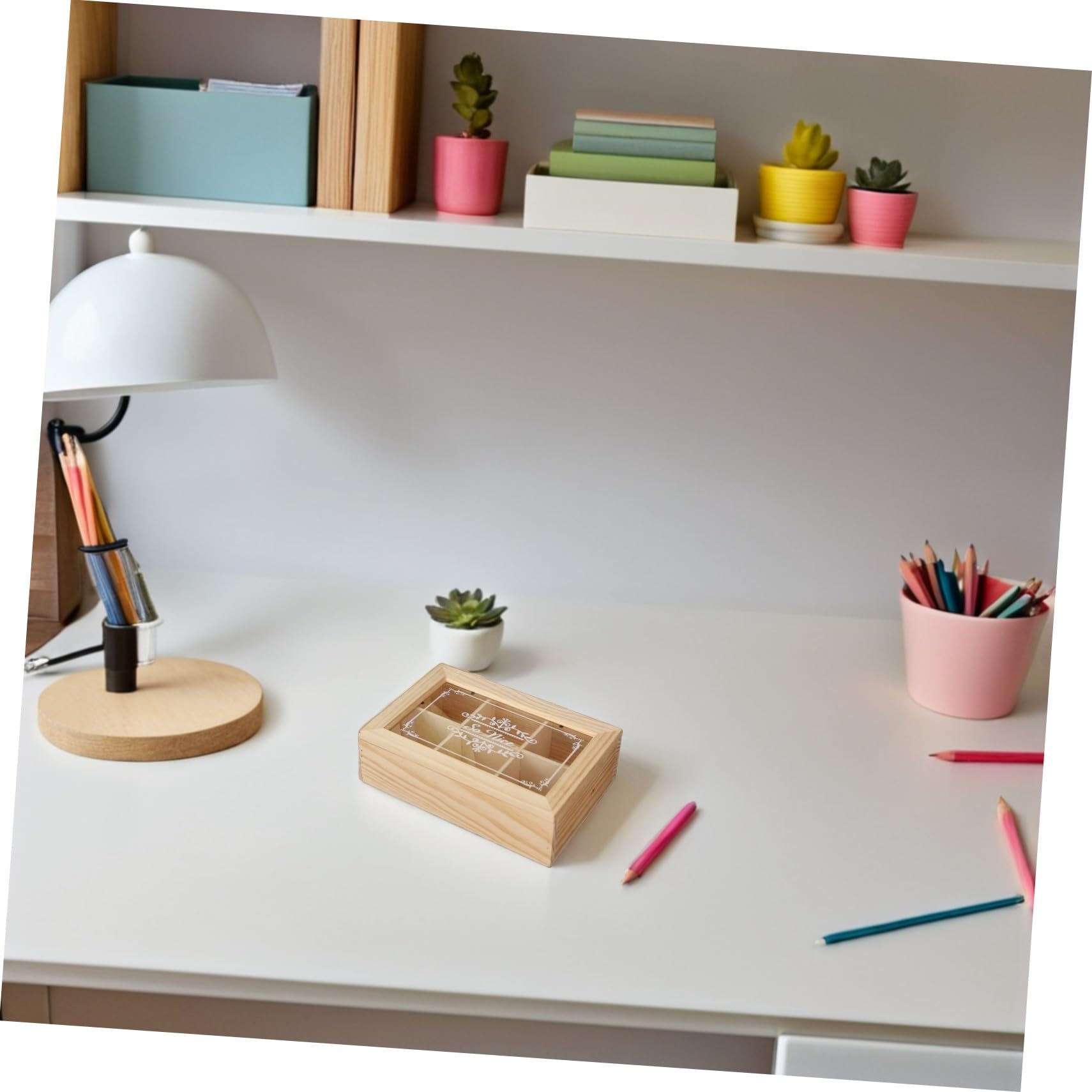 Angoily 2 pezzi Organizer Scrivania in con Acrilico Protettivo Scatola Rettangolare Scomparti per Tè Gioielli e Accessori per Ufficio e Casa Design Compatibile con Stili Moderni e Retrò