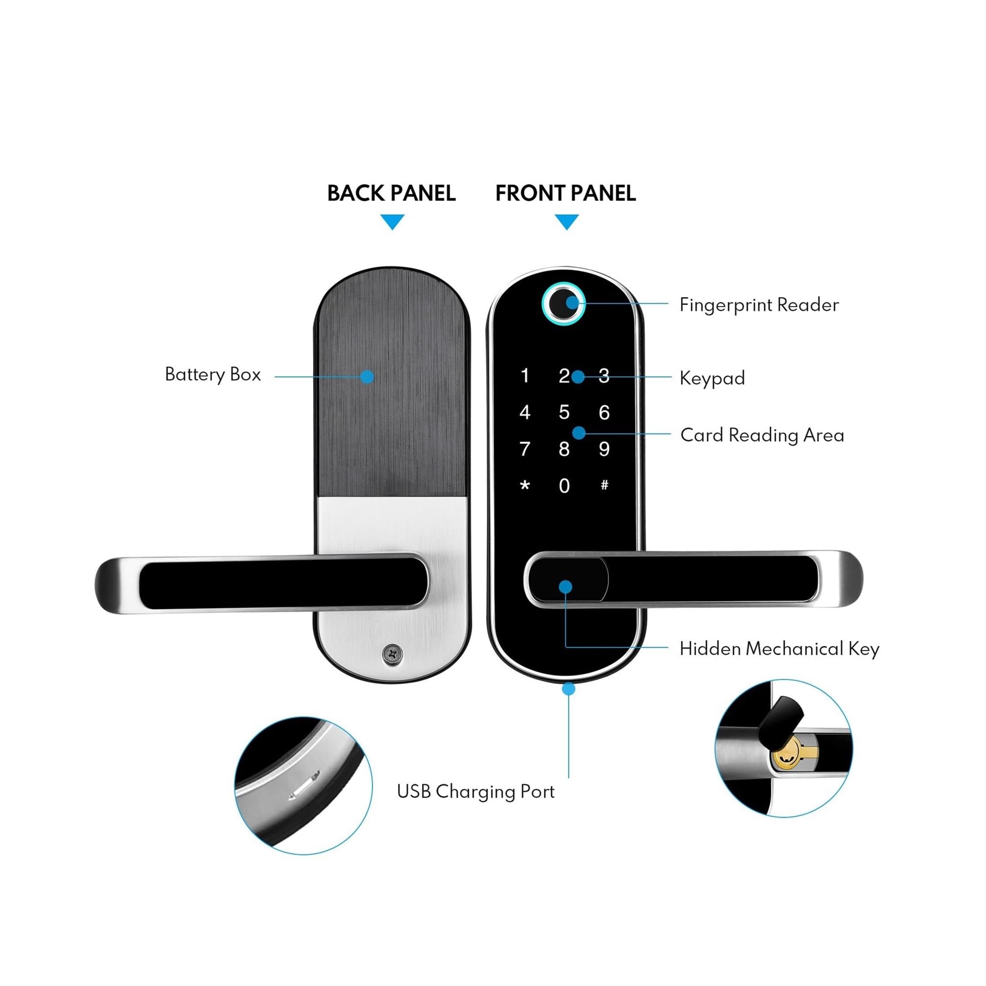 Serratura elettronica digitale Touchscreen con impronta digitale Smart Door Lock App Sblocco, for Home Office Apartment Hotel serratura elettronica