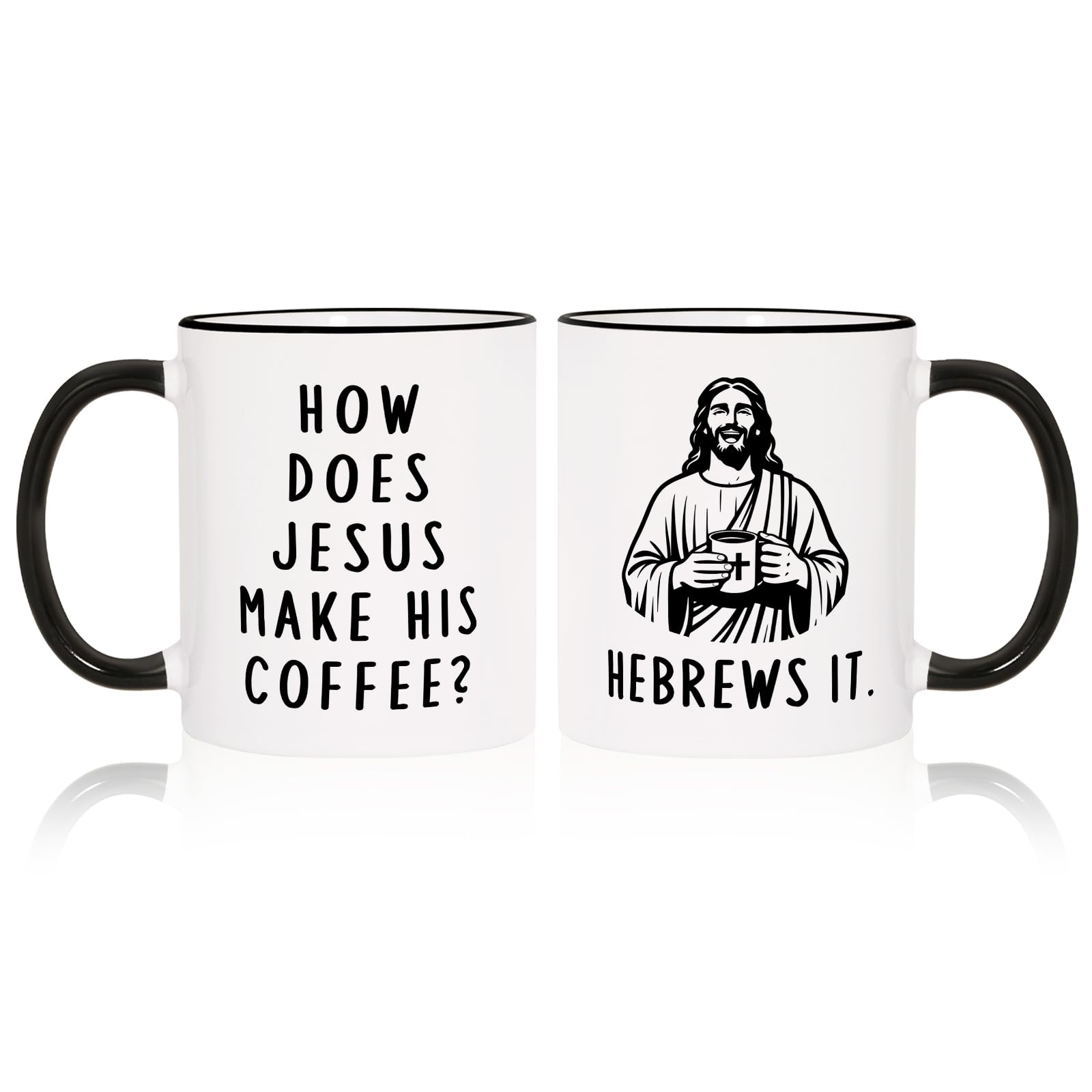 SteadStyle Funny Christian Gifts for Women Men โ Jesus He Brews It Coffee Mug 11oz, Faith Humour Gift, Religious Gift for Christmas Birthday Church Friends, Pastor Appreciation Priest Bible Verse Cup