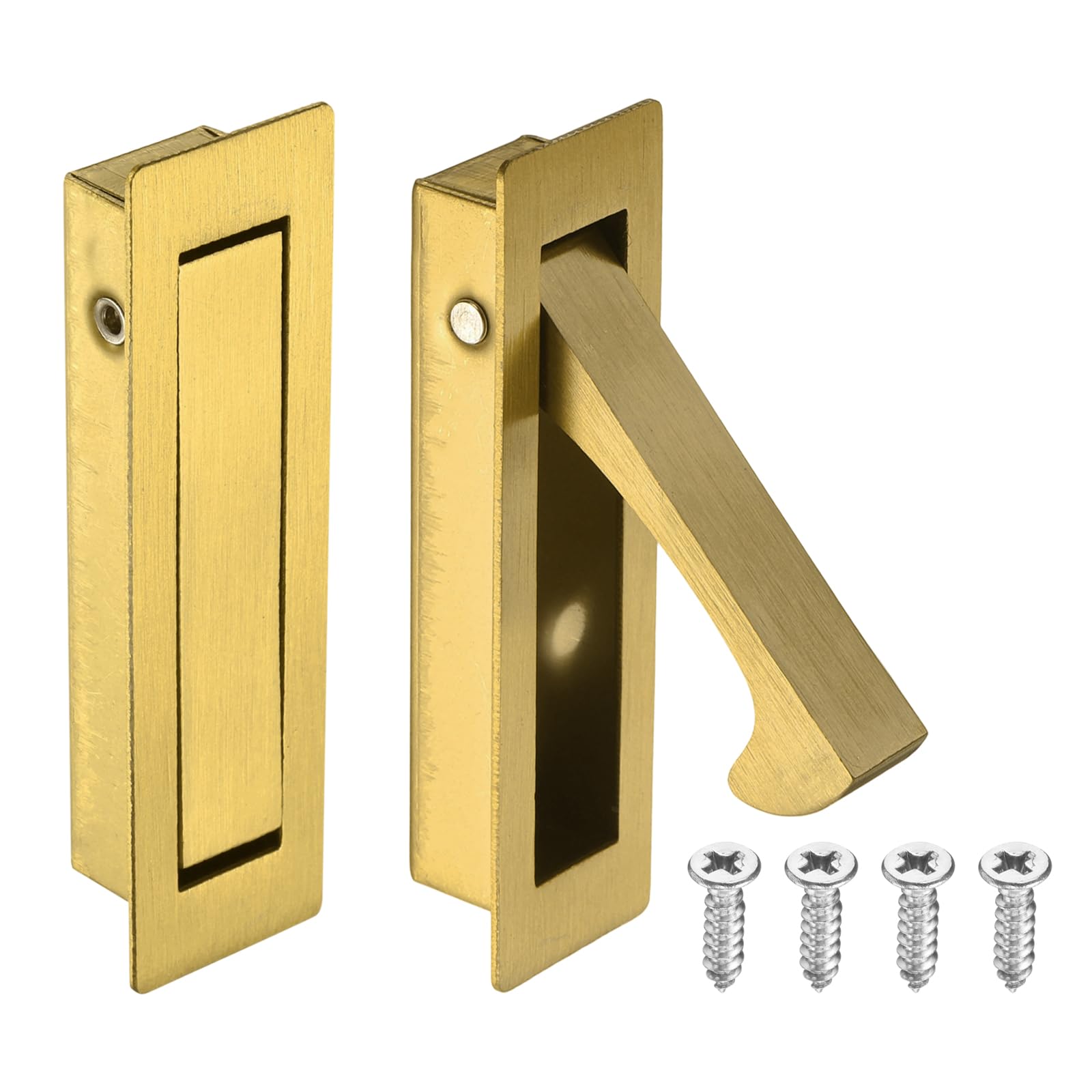 sourcing map 2PCS Pocket Door Handles, 304 Stainless Steel Door Edge Pull, Pocket Door Hardware for Sliding Cabinet, Home, Office, Hotels, Gold — image 1