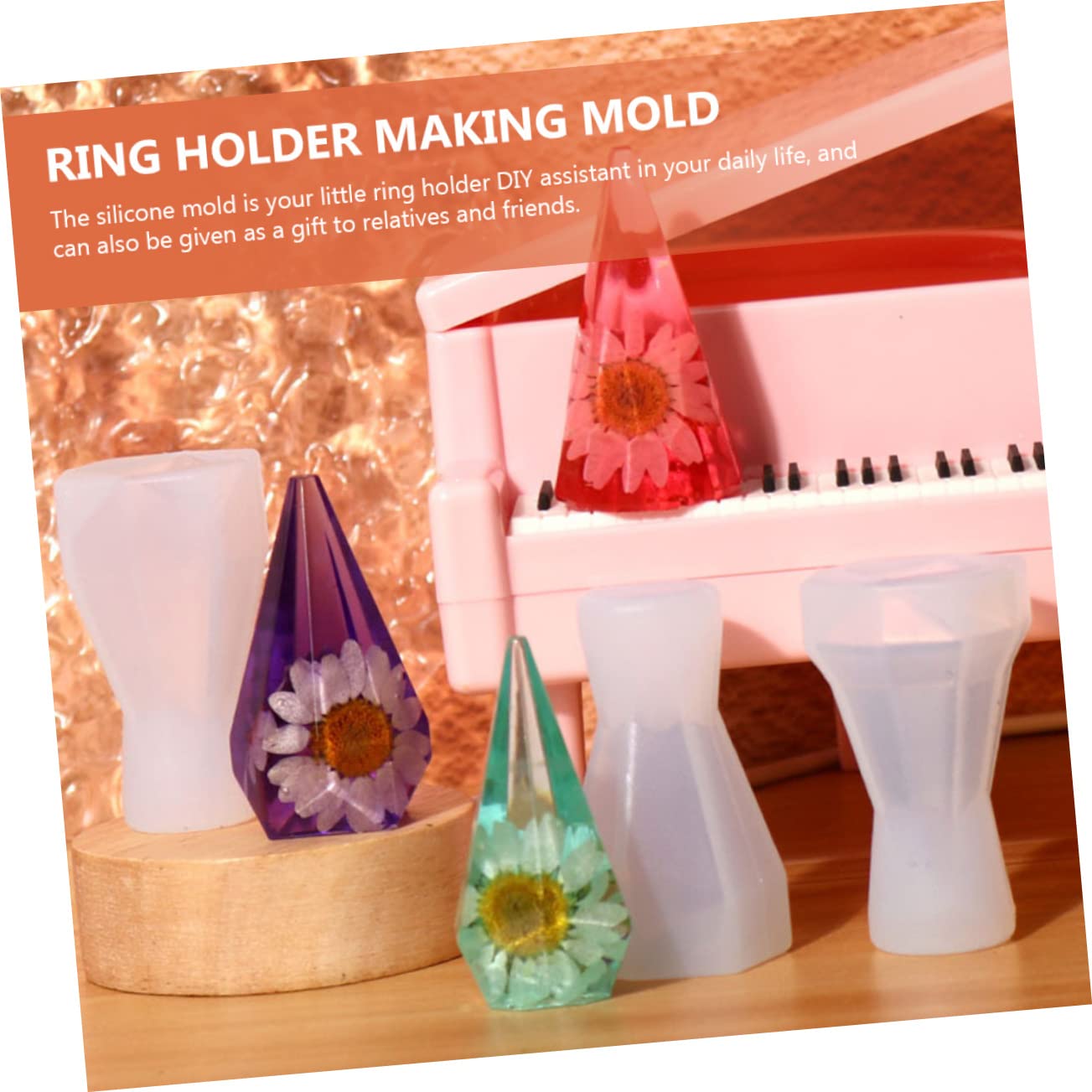 Uonlytech Molde De Silicona Para Soporte De Anillos Moldes Diy Para Velas Y Manualidades Desmoldeo Decoración Para Y Fiestas 4 Piezas X 5