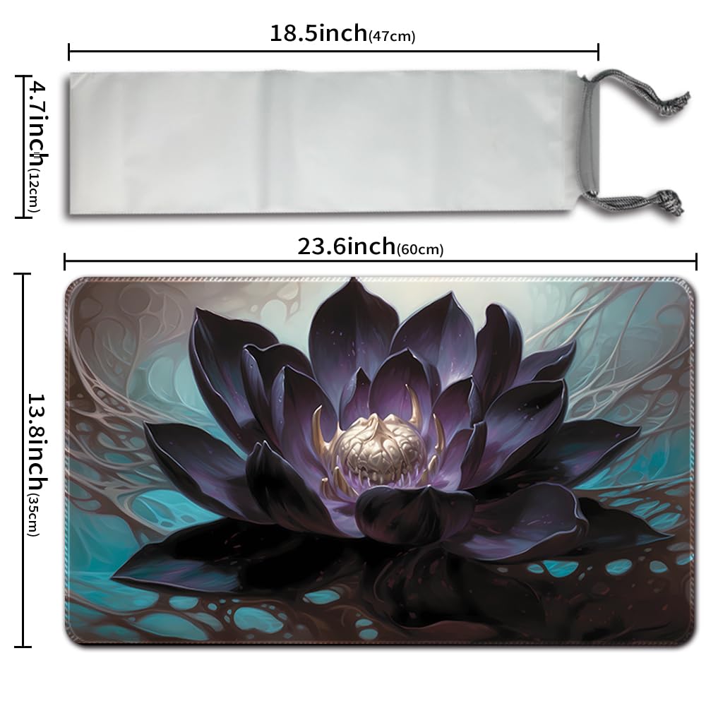 Alfombrilla de juego MTG + bolsa impermeable gratis, bordes cosidos, superficie de goma lisa, alfombrilla de juego MTG con zonas (un original ángel de vuelo alabastro) (loto negro, sin zona) - 2