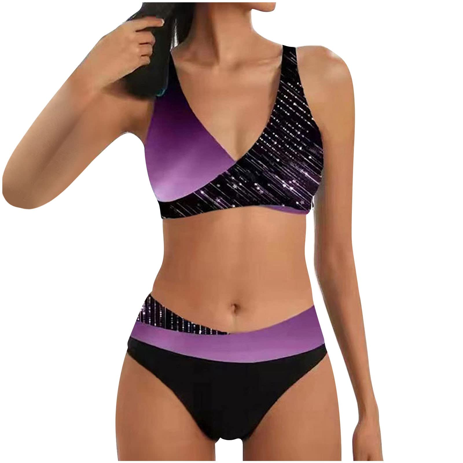 NUSGEAR Bikini Mujer 2024 Conjunto de Bikinis Trajes de Baño Dos Piezas Playa Estampado Moda Sexy Push up Bikini Halter Cintura Alto clásico Tankinis Beachwear Monokini Bañador Vacaciones Hawai