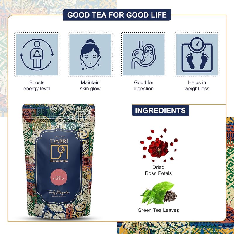 Image of Rose Green Tea 100g With Mystical 7 Flavour Teabags (21 Bags) Combo pack |For Glowing Skin & Hair (Men & Women) |Natural Rose Petals |Antioxidant-Rich |Organic Blend |Relieves Stress & Weight Control