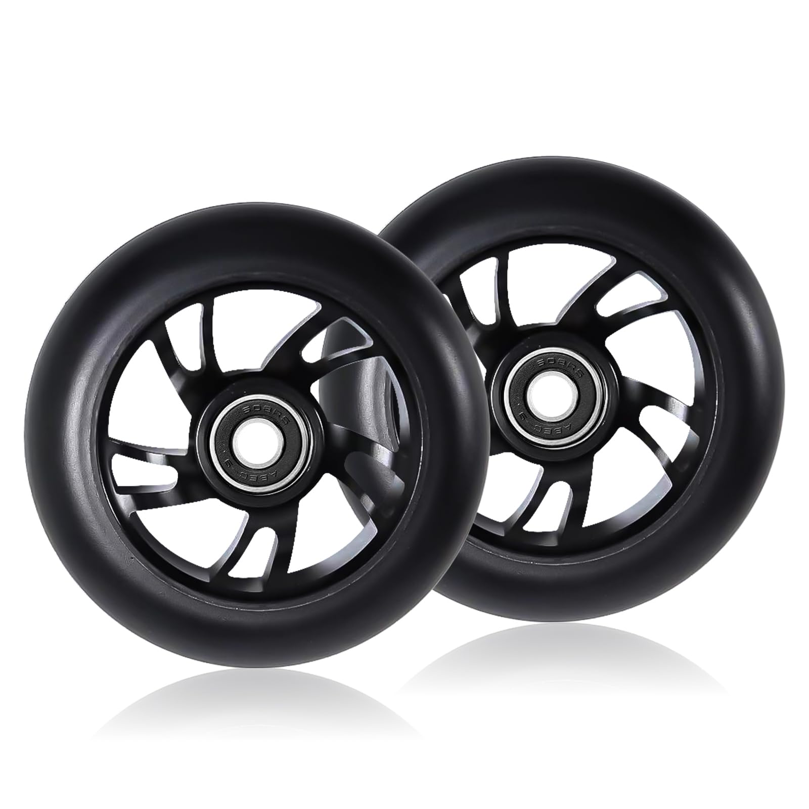 Pack of 2 Scooter Wheels, 120 mm Scooter Replacement Wheels, Stunt Scooter Wheels with Abec-9 Ball Bearings, Hardness 88a, Kick Scooter Wheels Replacement Wheels for All Kick Scooters - Black