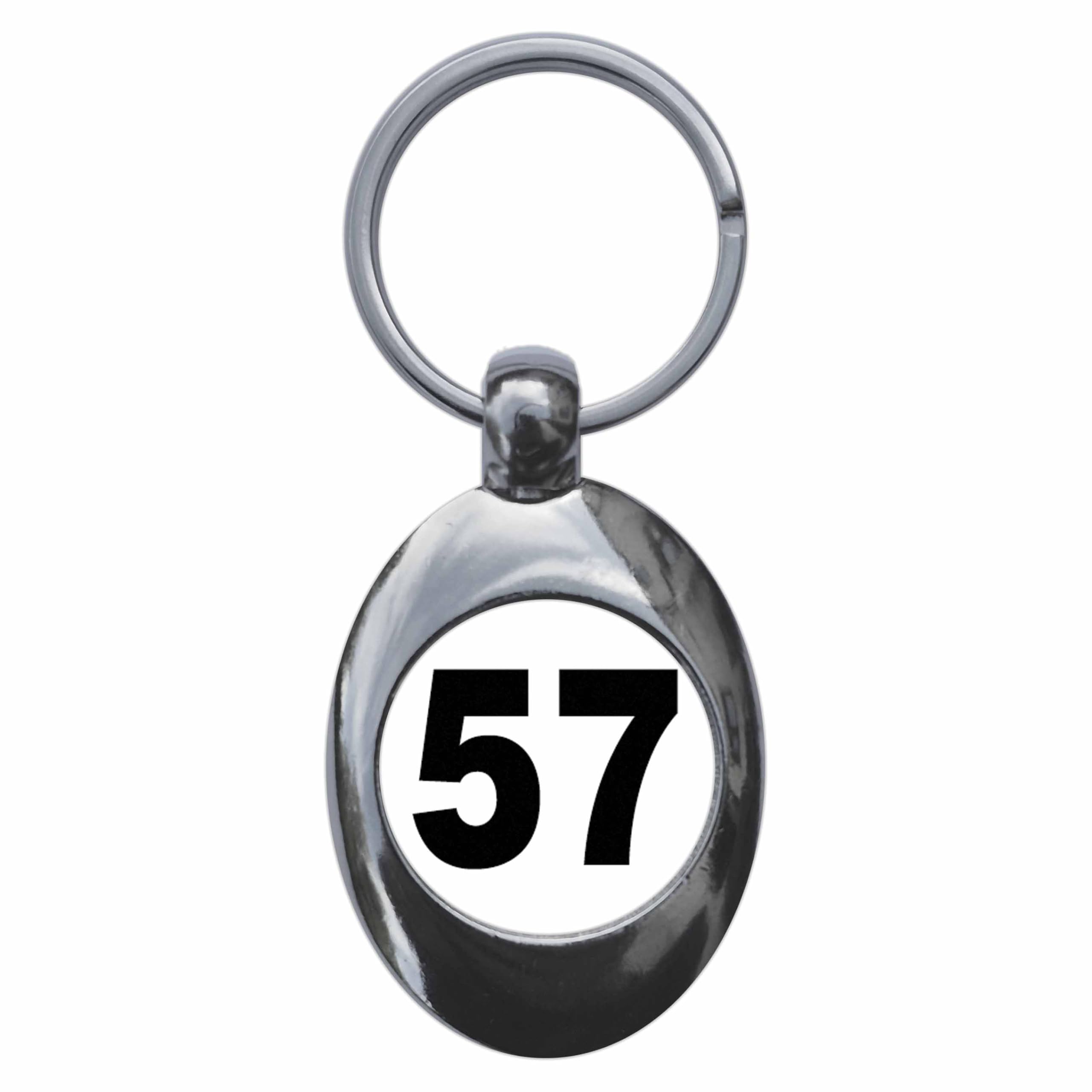Ozorath Plain Number 57 Fifty Seven Keyring Keychain Key Ring Chain With Trolley Coin