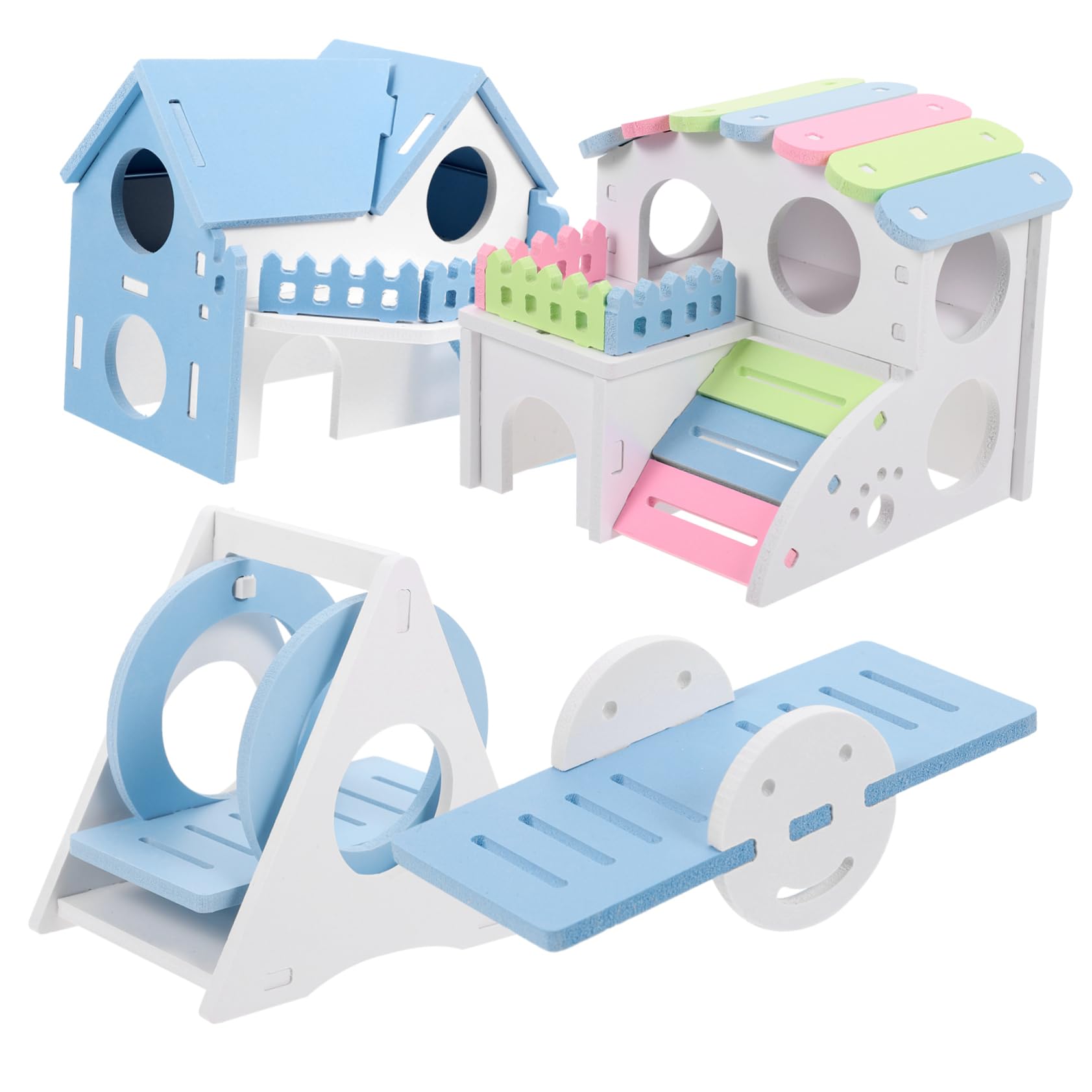 Milisten Maison pour Hamster avec Échelle Flexible et Jouets Cachette Nid Durable et Confortable pour Petits Rongeurs Aire de Jeu et Sécurisée