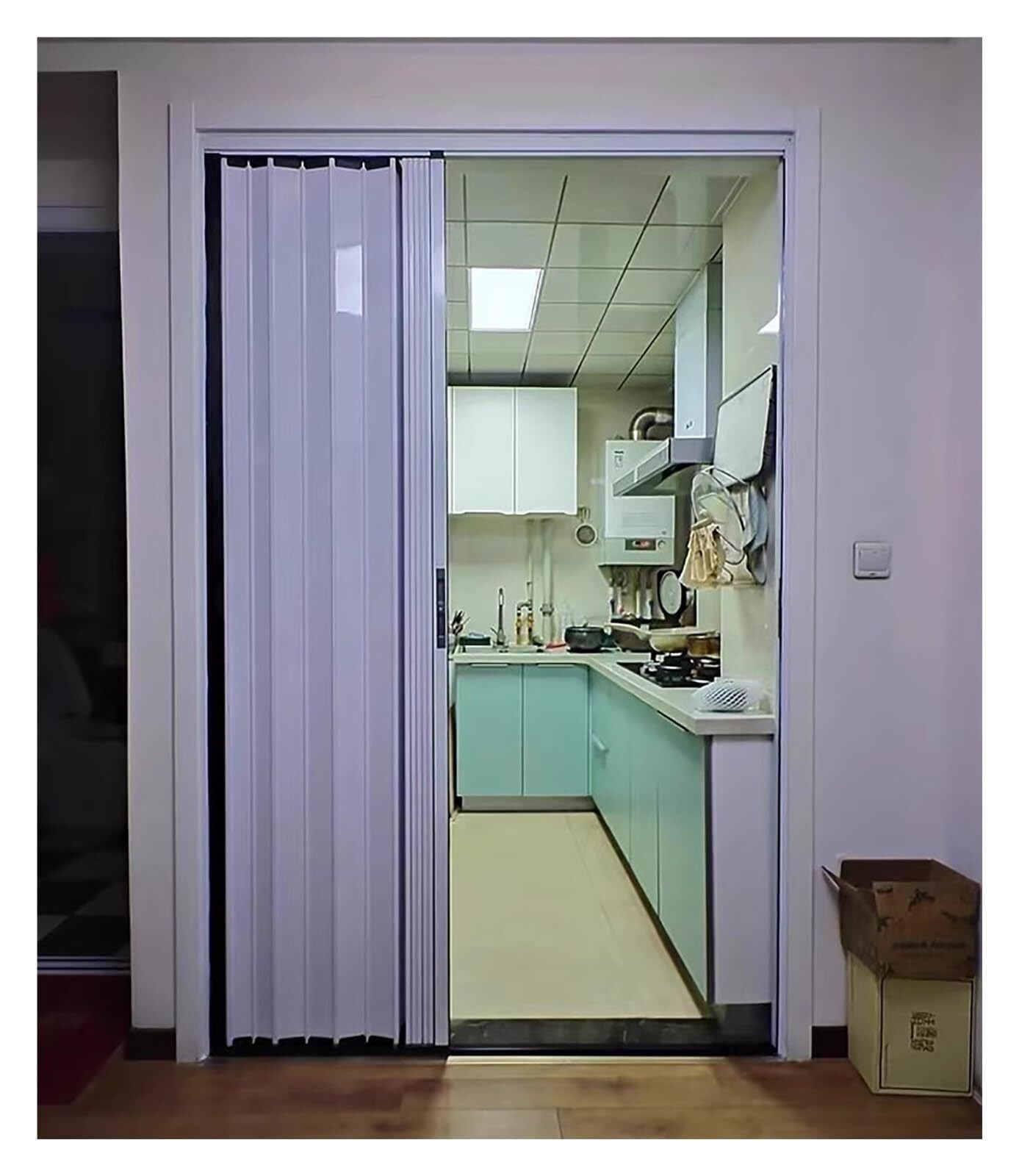 Porte coulissante accordéon en aluminium blanc pour séparation