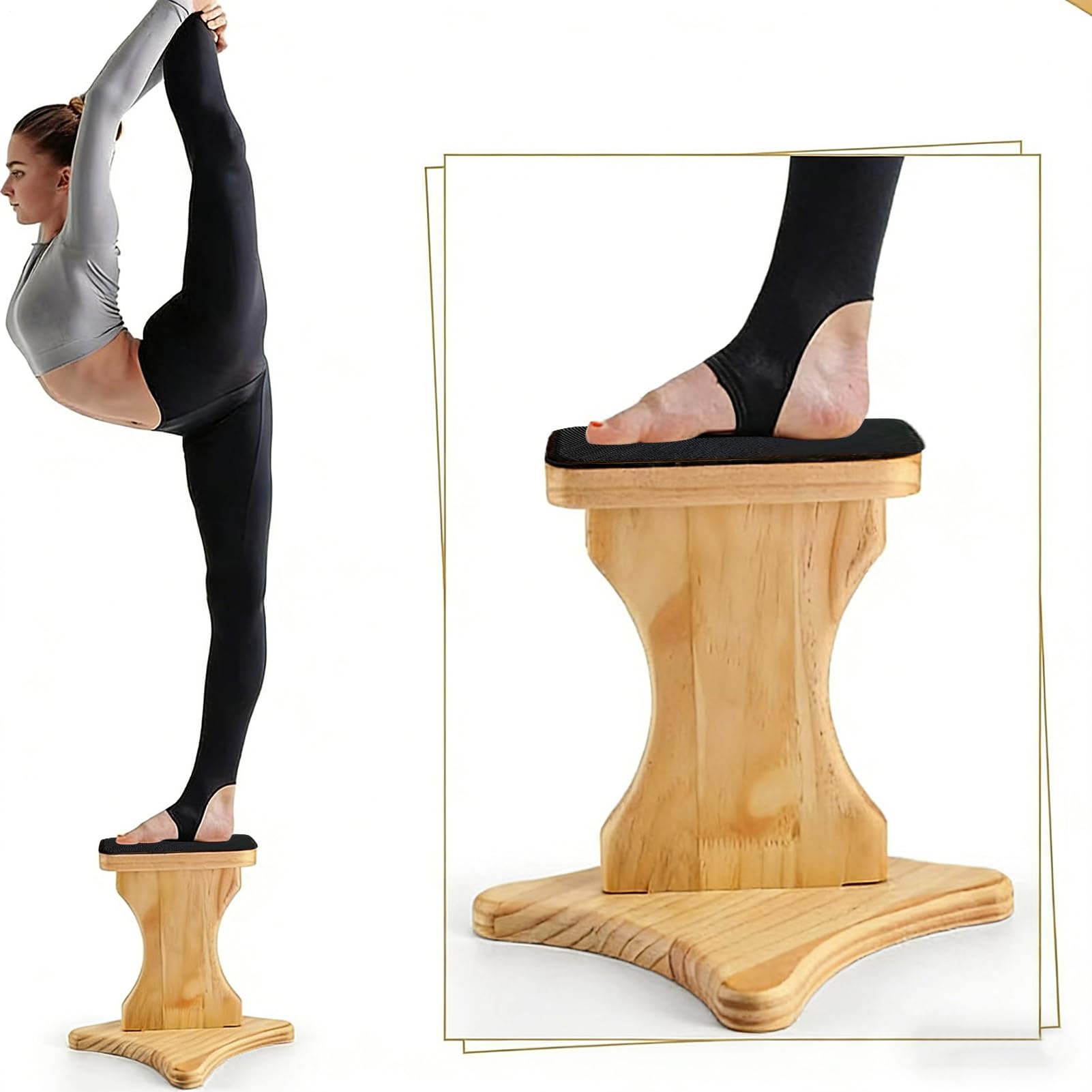 Stunt-Ständer Holz Balance Board | Balancebrett für Rumpfkraft & Koordination Für Frauen Erwachsene Kinder Sportler Cheerleader Turner Indoor Heimtraining