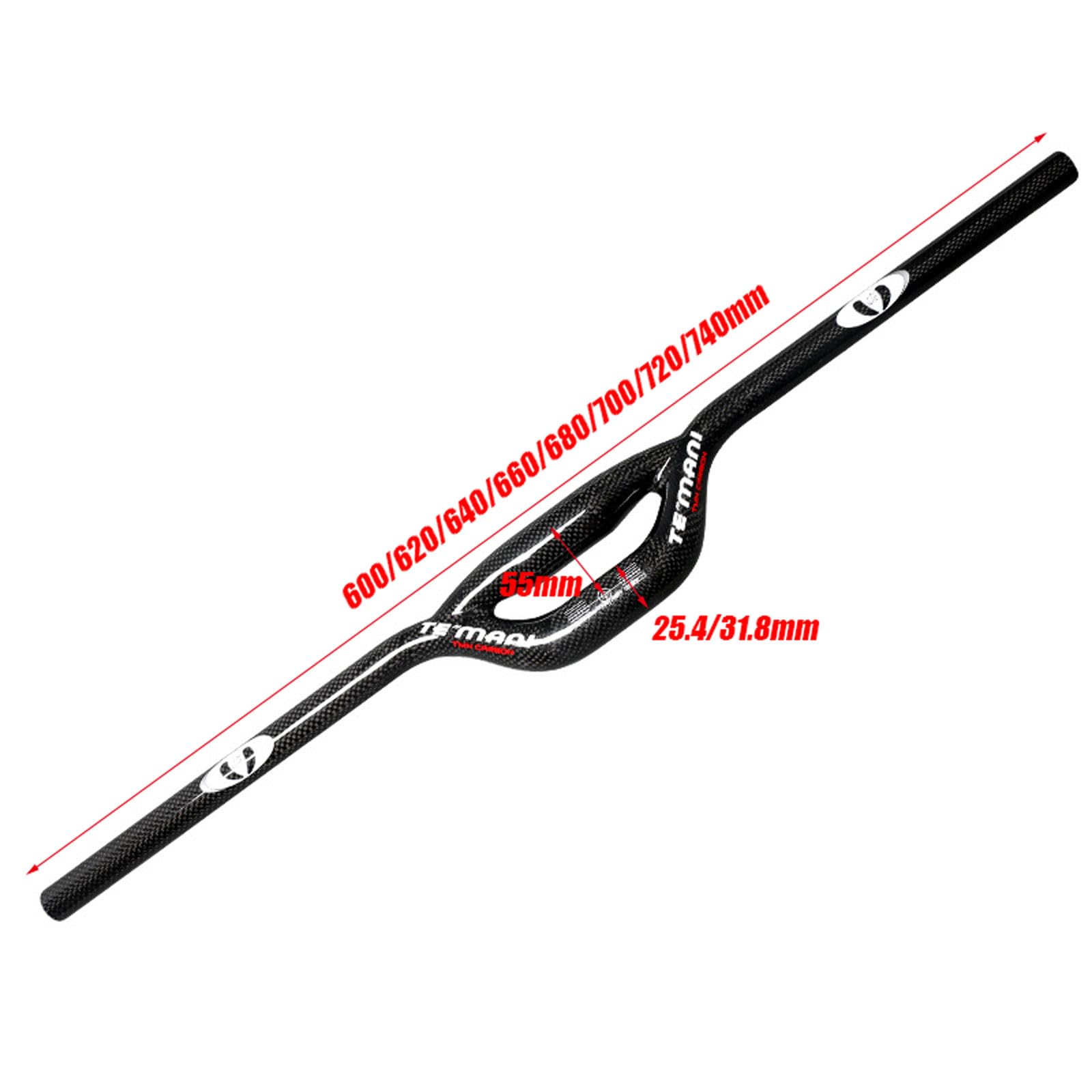 Manubrio Per Bici In Fibra Di Carbonio 25,4x540/580 Mm - Foto 7