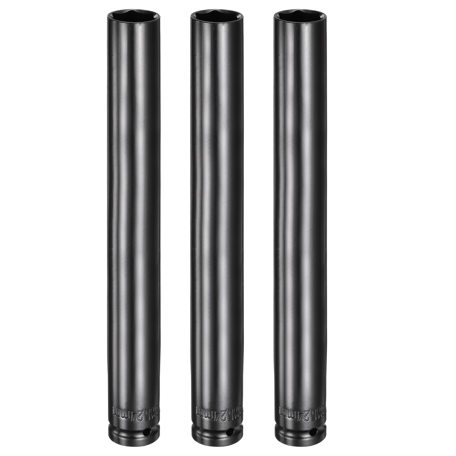 sourcing map 3pcs 6-Point Deep Impact Socket 1/2" Drive 24mm Metric Socket 11.5" (293mm) Extra Long Heat-Treated 45# Steel for Home Auto Spindle Axle Hex Nuts Bolts Repair, Black — image 1