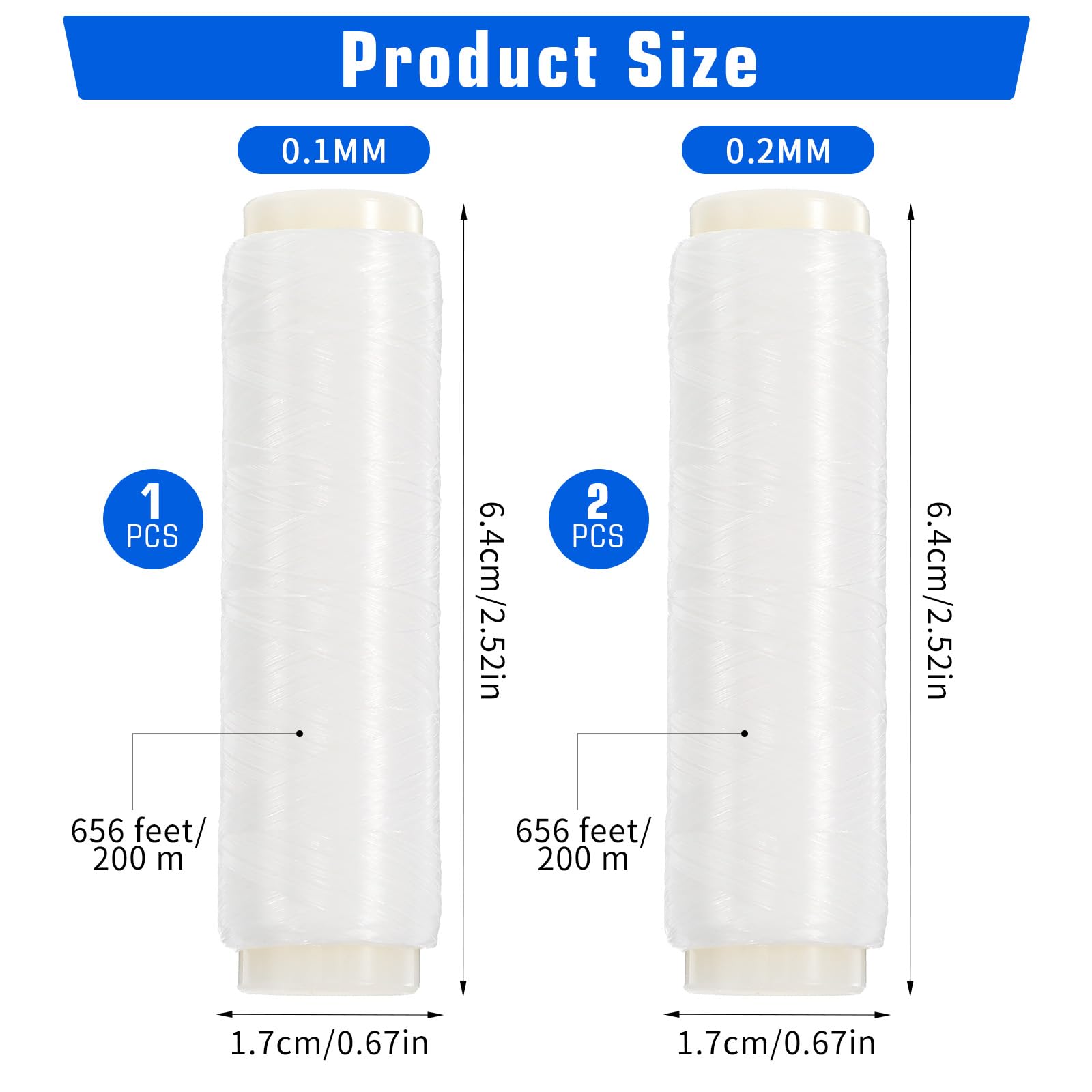 Fishing Thread Nylon Elastic Invisible Magic Line, 0.1/0.2 mm 656ft Per Spool Clear Stretchy Fishing Line Clear Fishing String High Tensile Elastic Bait Thread Line Bait Keeper for Sea Fishing