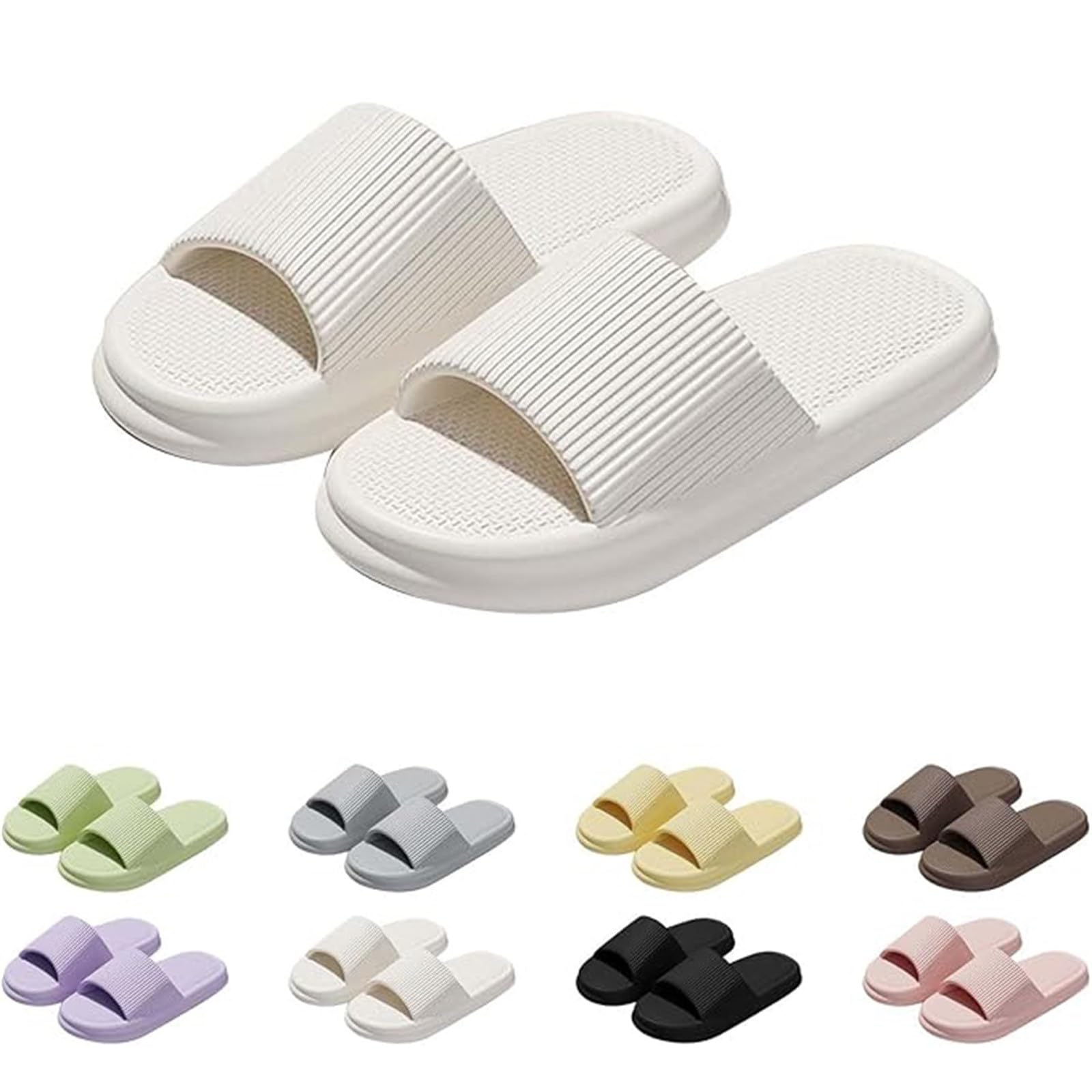 Claquettes Hommes Femmes Chaussons Antidérapants Pantoufles de Nuage Léger Pantoufles de Douche Souplesse Sliders Soft Tongs Sandales pour Maison,Jardin,Plage,Piscine