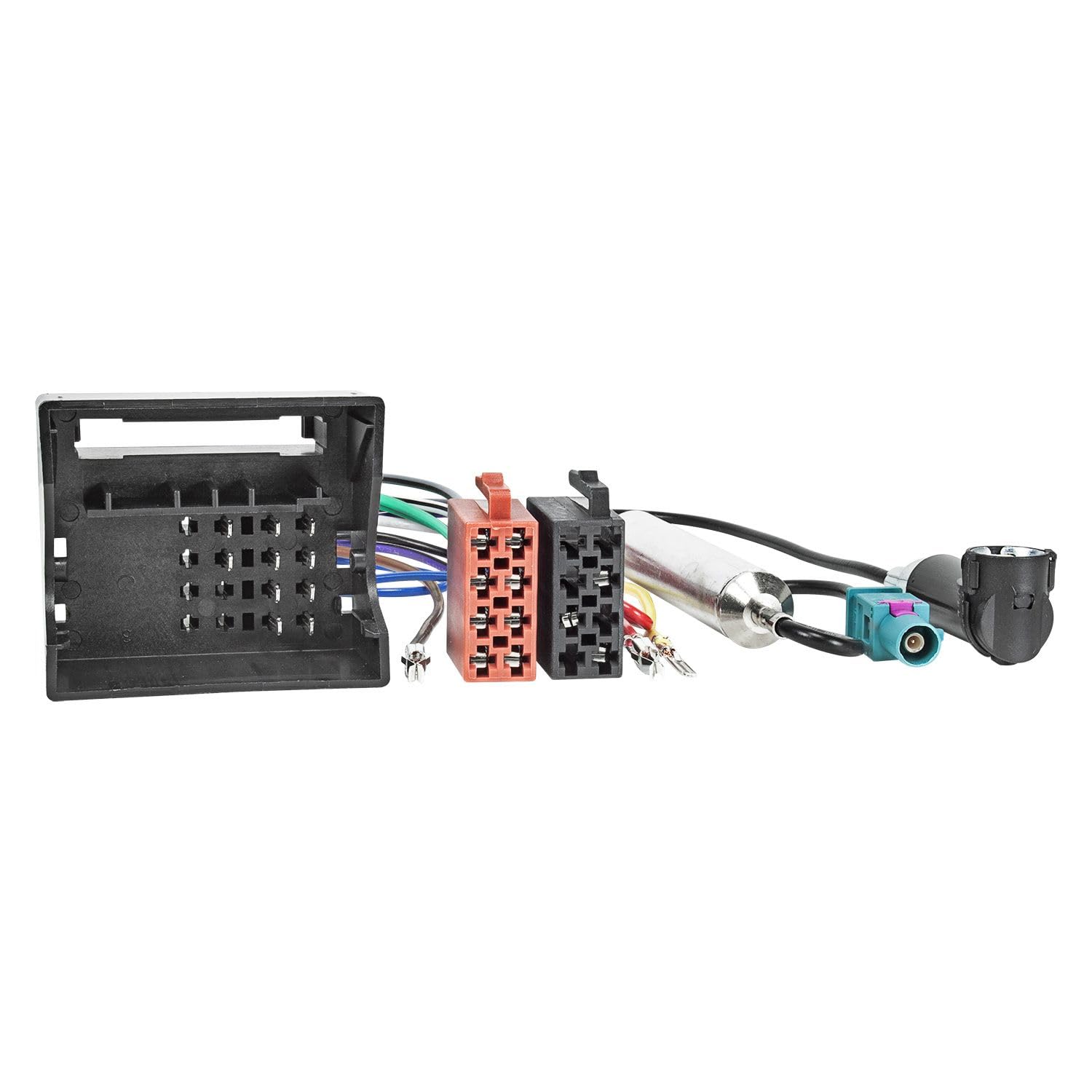 tomzz Audio 7057-000 Cavo adattatore radio compatibile con Audi Skoda Seat VW Quadlock a ISO adattatore antenna con alimentazione fantasma Fakra a DIN ISO