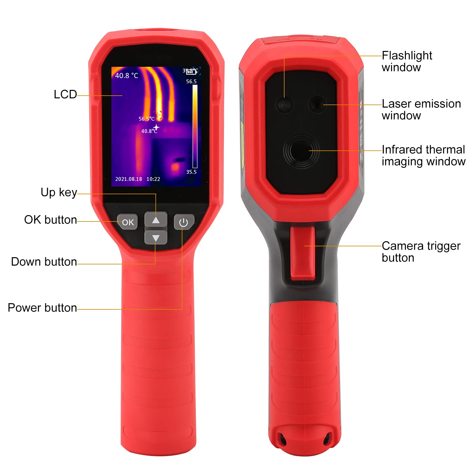 Cámara térmica Cámara termográfica LCD de 2,4" Resolución IR Pantalla a color de 1080 píxeles Cámara de imágenes -20 ℃ -400 ℃