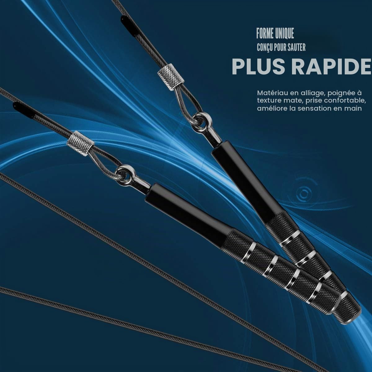Corde à sauter, corde à sauter de vitesse Wastou pour l'exercice de remise en forme, corde à sauter réglable pour adultes pour hommes, femmes, enfants, filles