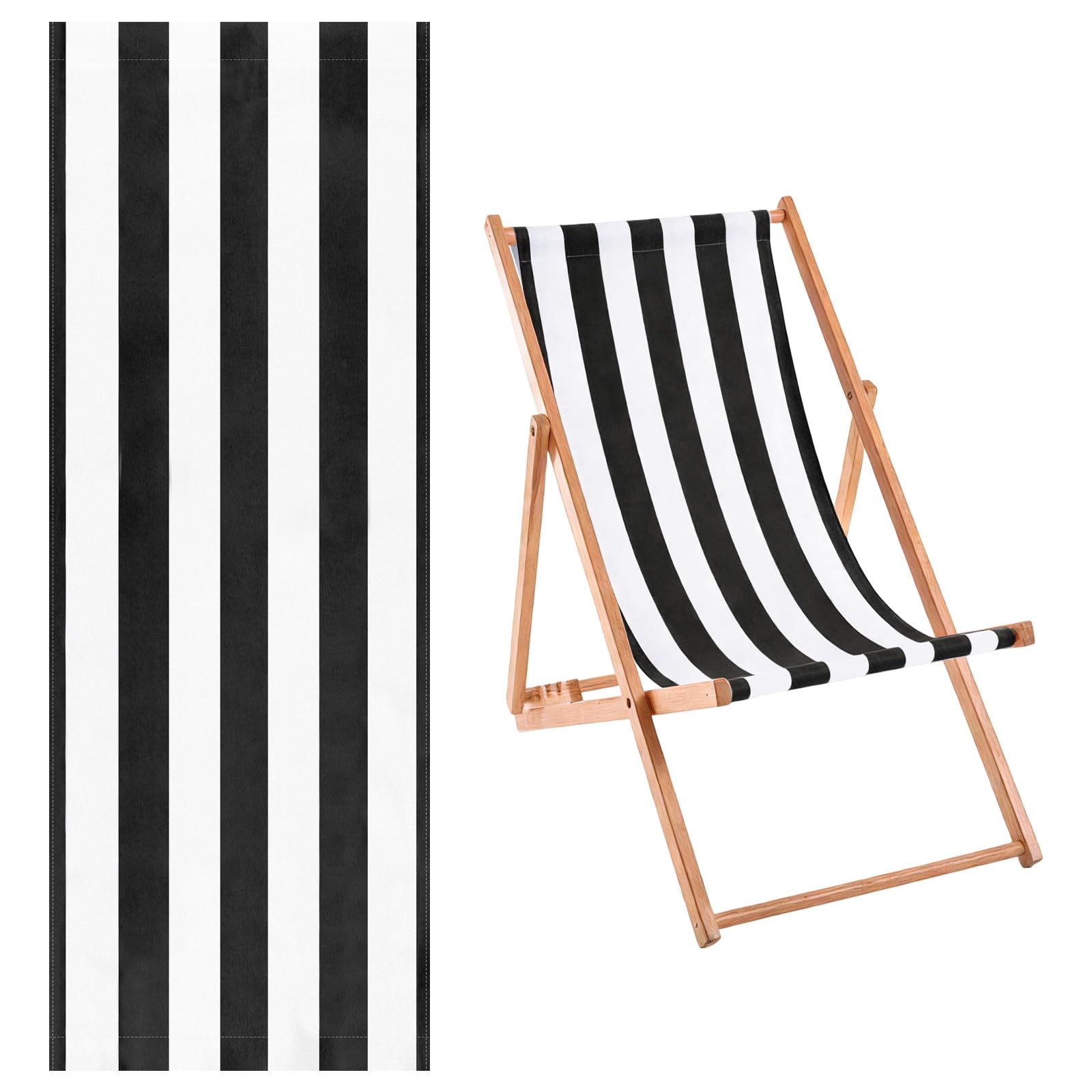 M METERXITY Beach Sling Chair Replacement Canvas 16x44.5in Striped Black โ image 1