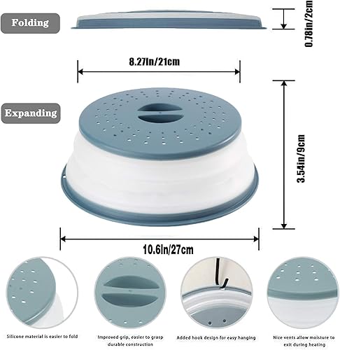 Miniatura 2 de WENWELL Cubierta plegable ventilada para salpicaduras de microondas para alimentos, plato de cocina, tapa a prueba de platos se puede colgar, apta