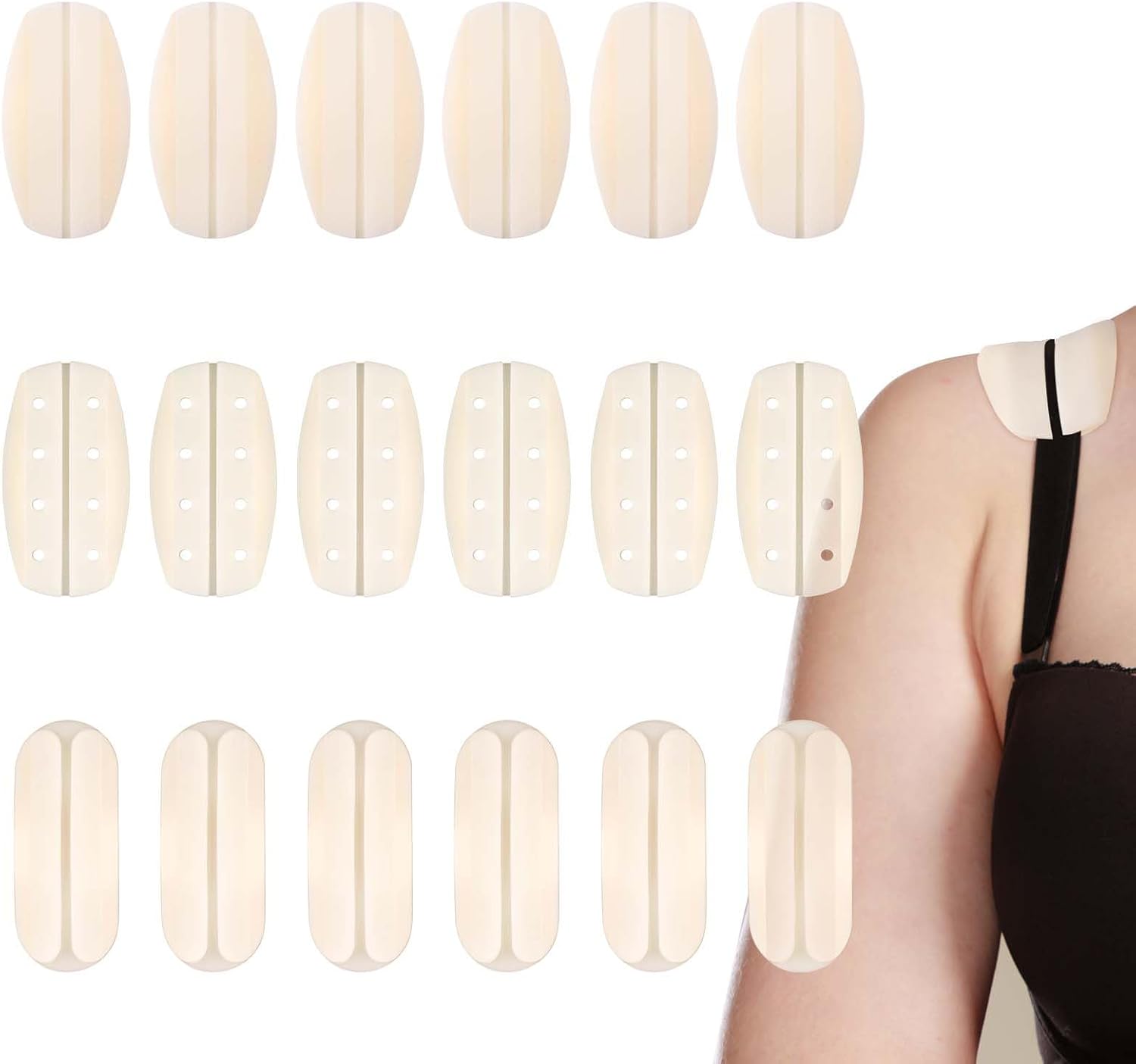 Gosknor 18pcs Bra Strap Cushion, Silicone Anti-Slip Shoulder Dents Pads Band Reducer Soft Protectors Accessories Keep from Slipping Off Bra Strap Holders for Slipping (Skin Color)