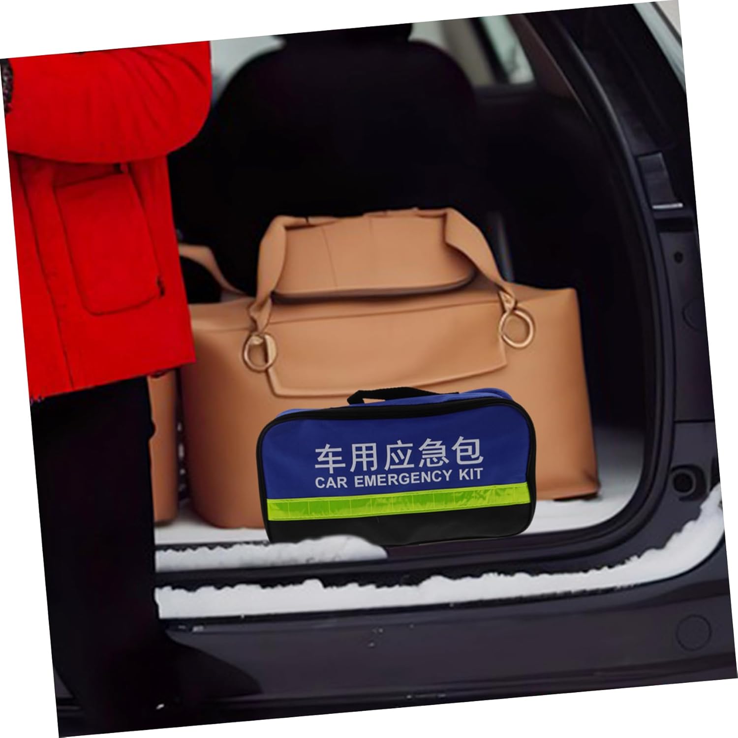 Car Roadside Emergency Tool Kit 8-Piece Multi-Function Vehicle Safety Set for Roadside Assistance Includes Tow Strap First Aid Kit and Reflective Vest